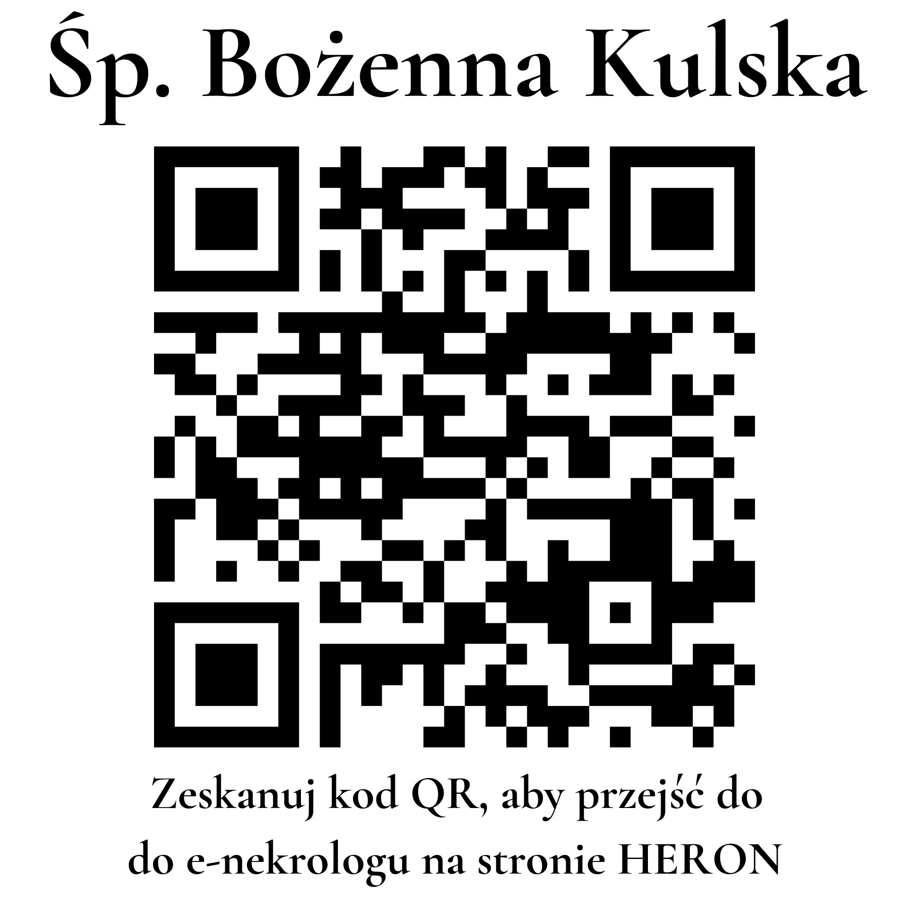 Kod QR do nekrologu Bożenna Kulska Kod QR do nekrologu Bożenna Kulska