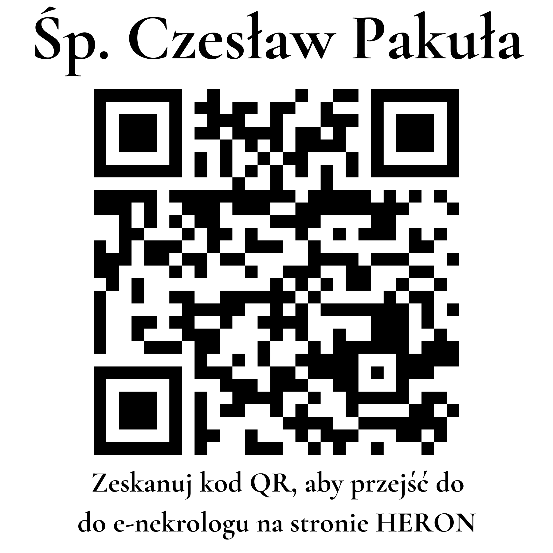 Kod QR do nekrologu Czesław Pakuła Kod QR do nekrologu Czesław Pakuła