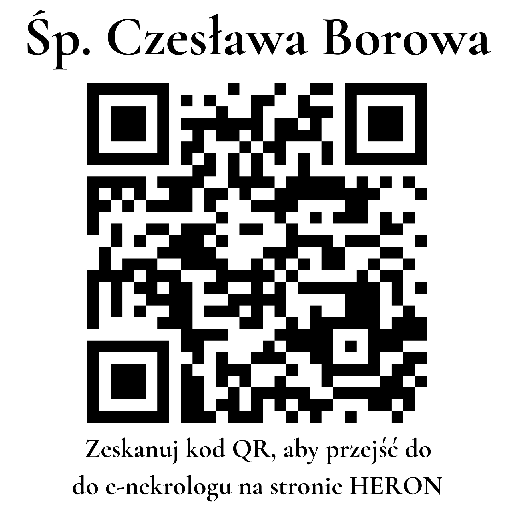 Kod QR do nekrologu Czesława Borowa Kod QR do nekrologu Czesława Borowa