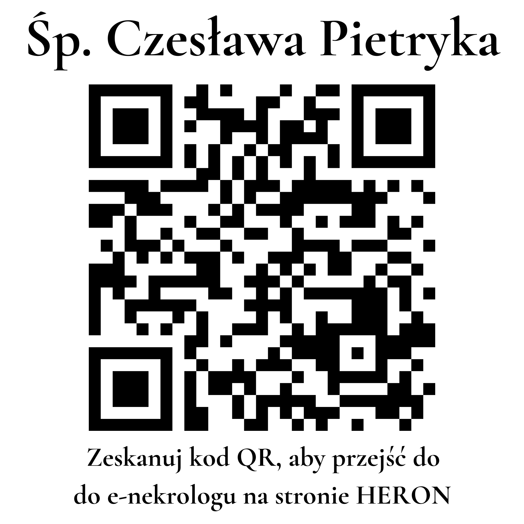 Kod QR do nekrologu Czesława Pietryka Kod QR do nekrologu Czesława Pietryka