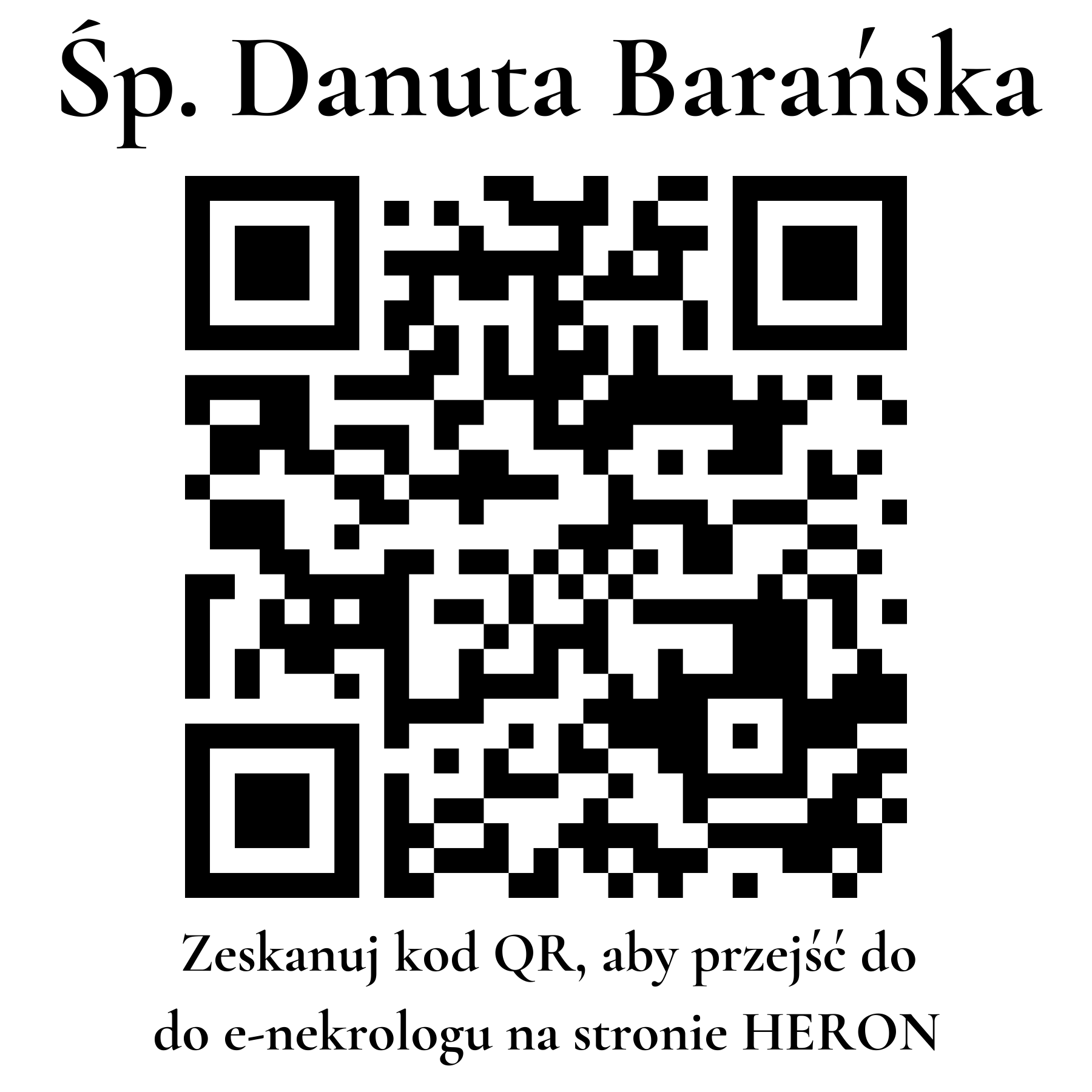 Kod QR do nekrologu Danuta Barańska Kod QR do nekrologu Danuta Barańska