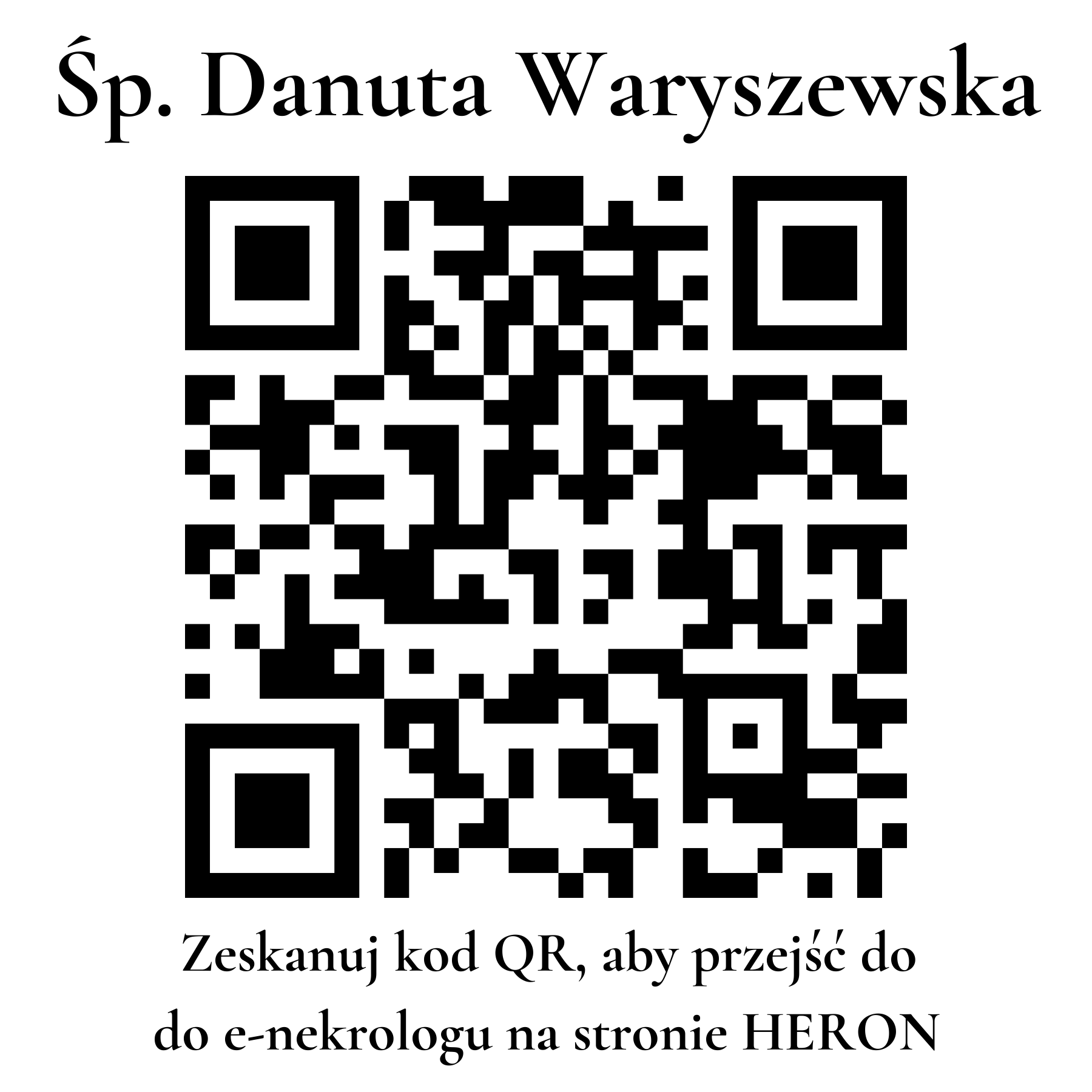 Kod QR do nekrologu Danuta Waryszewska Kod QR do nekrologu Danuta Waryszewska