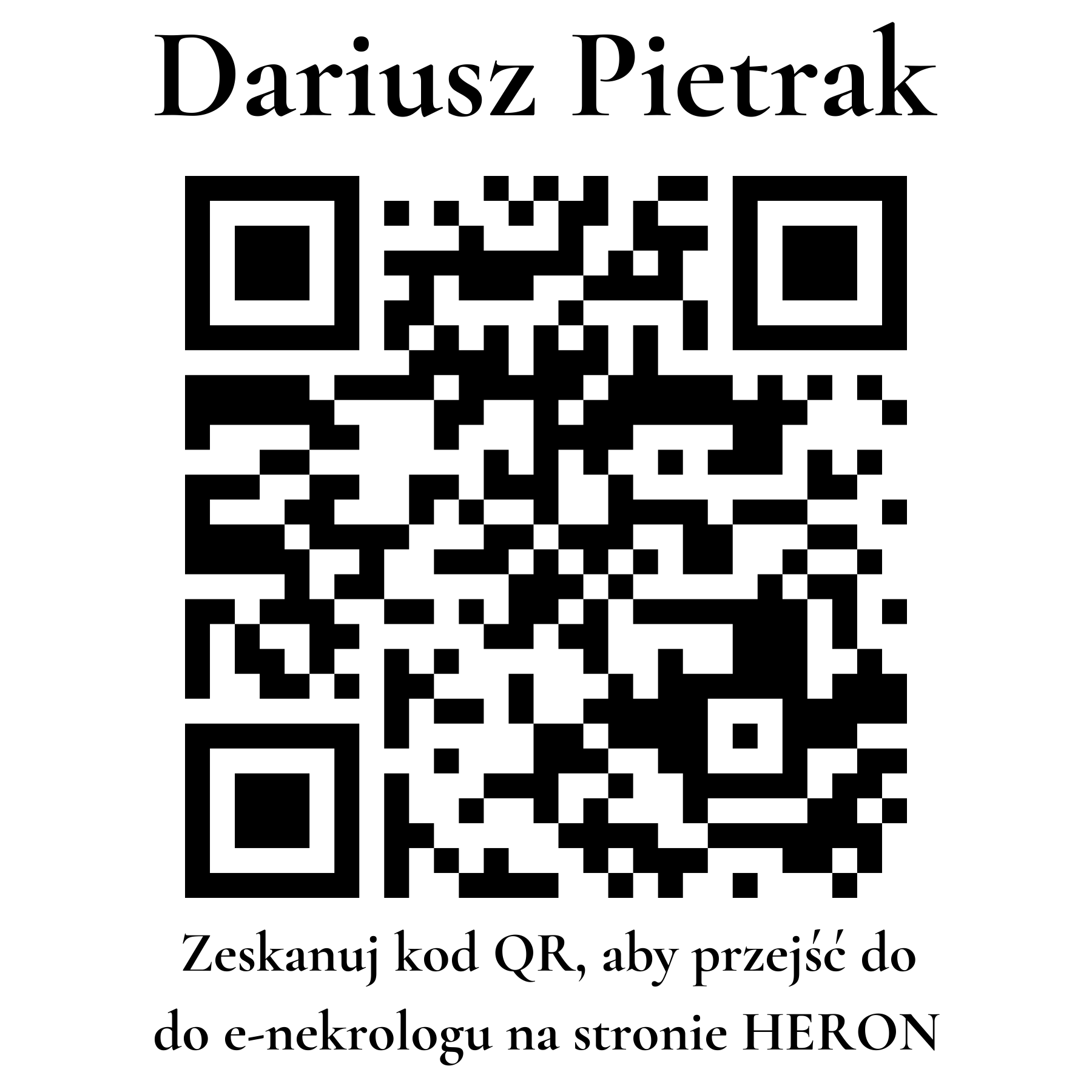 Kod QR do nekrologu Dariusz Pietrak Kod QR do nekrologu Dariusz Pietrak