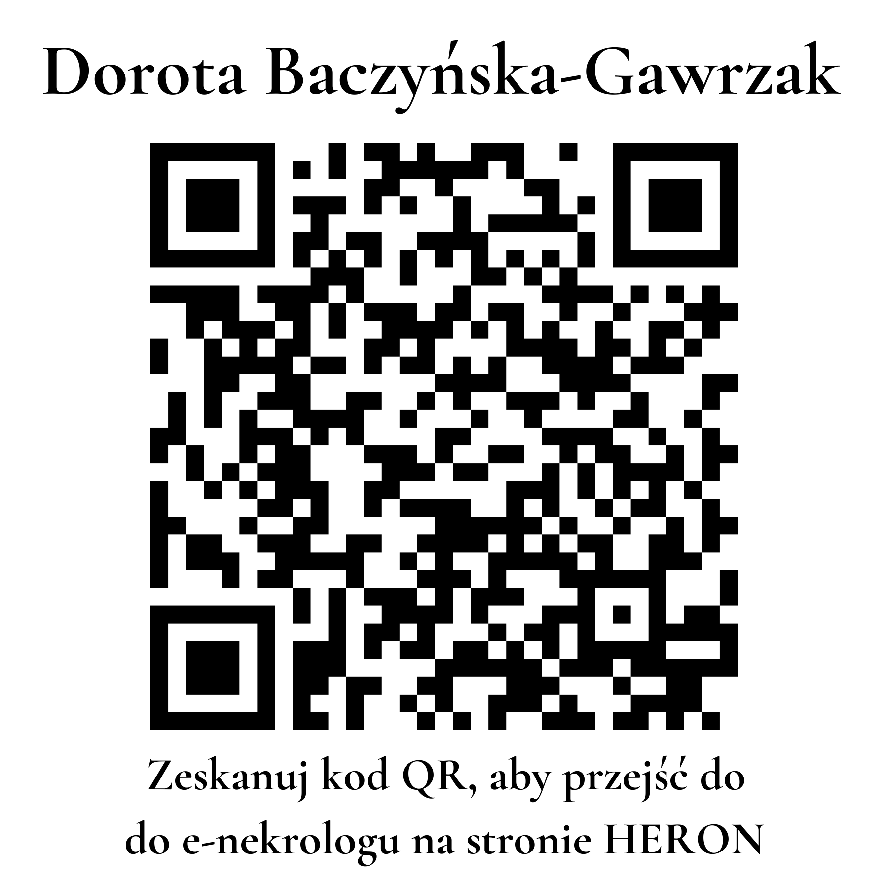 Kod QR do nekrologu Dorota Baczyńska-Gawrzak Kod QR do nekrologu Dorota Baczyńska-Gawrzak