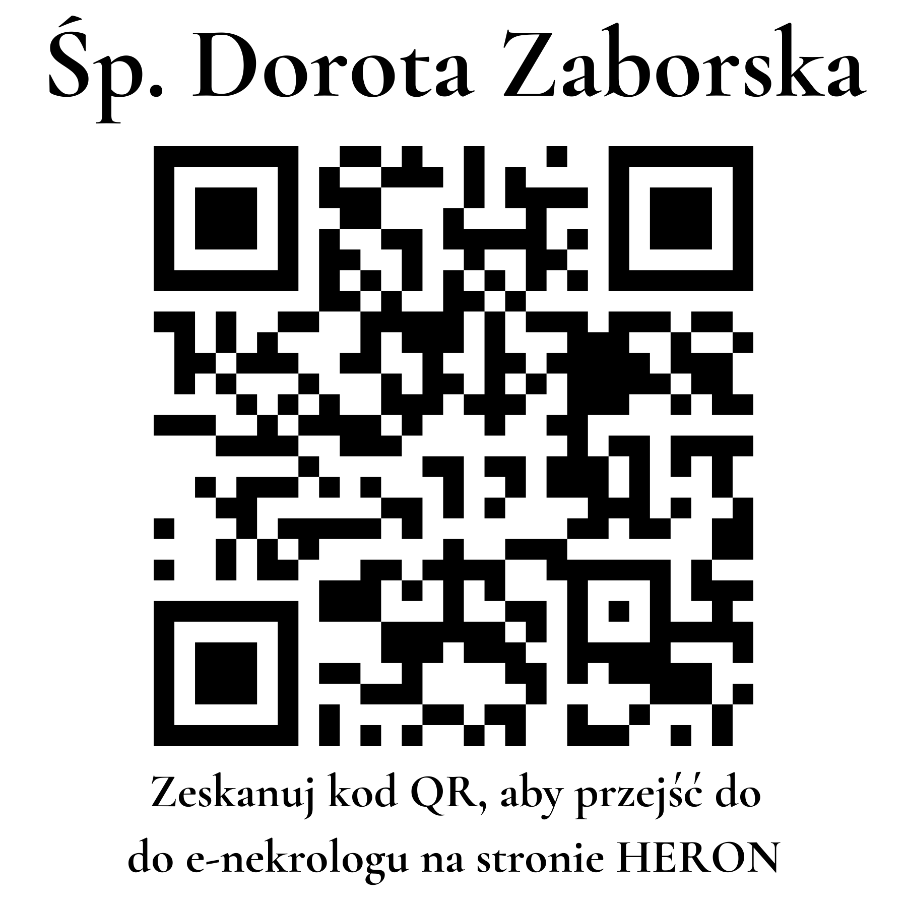 Kod QR do nekrologu Dorota Zaborska Kod QR do nekrologu Dorota Zaborska