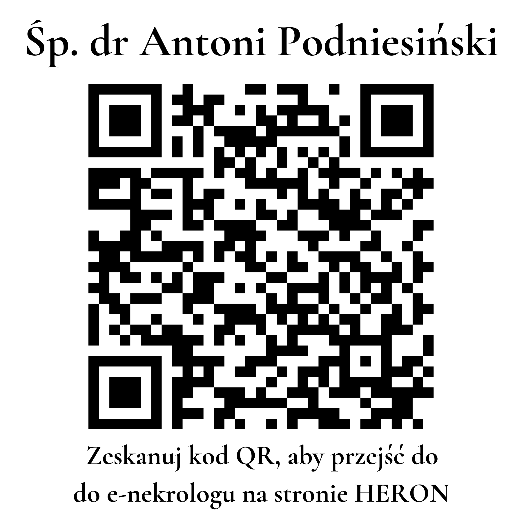 Kod QR do nekrologu dr Antoni Podniesiński