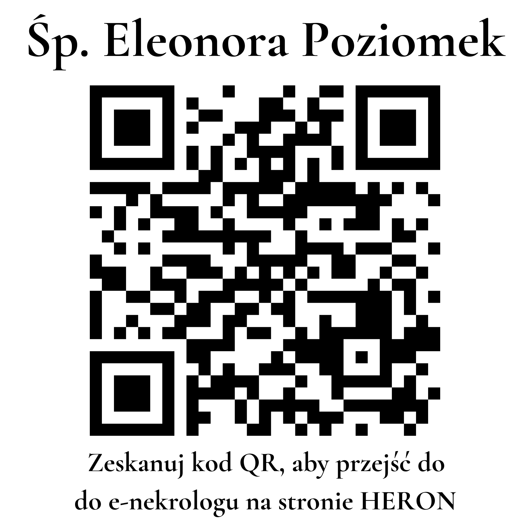 Kod QR do nekrologu Eleonora Poziomek Kod QR do nekrologu Eleonora Poziomek