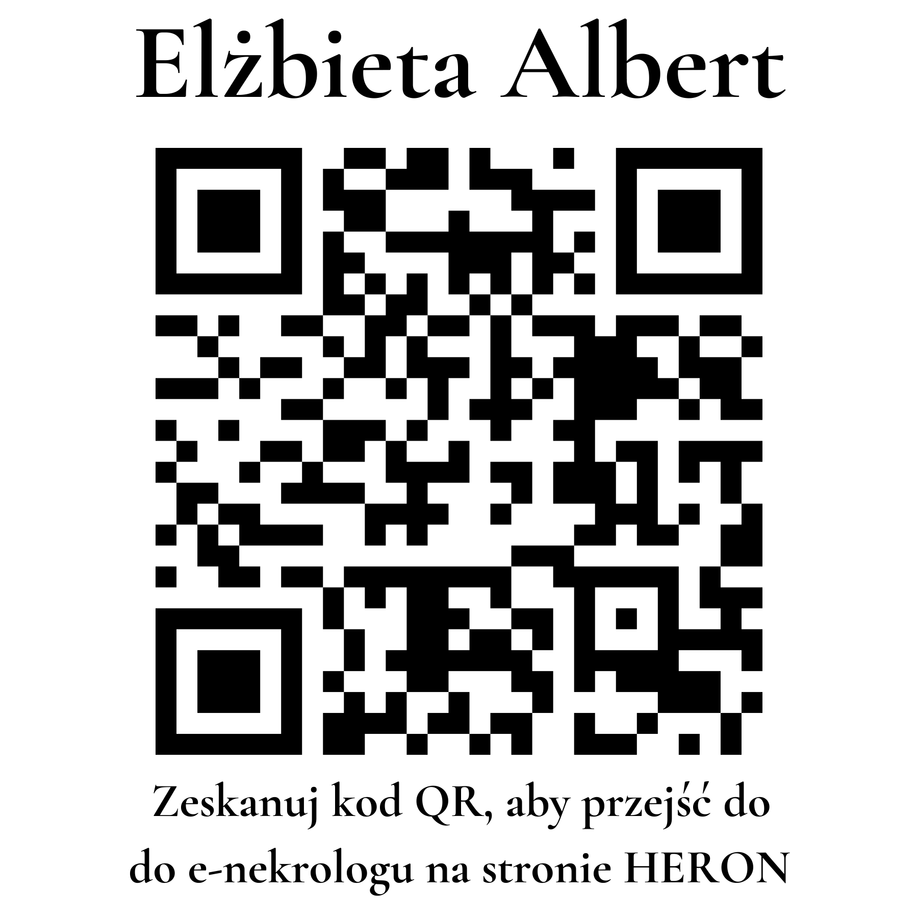 Kod QR do nekrologu Elżbieta Albert Kod QR do nekrologu Elżbieta Albert