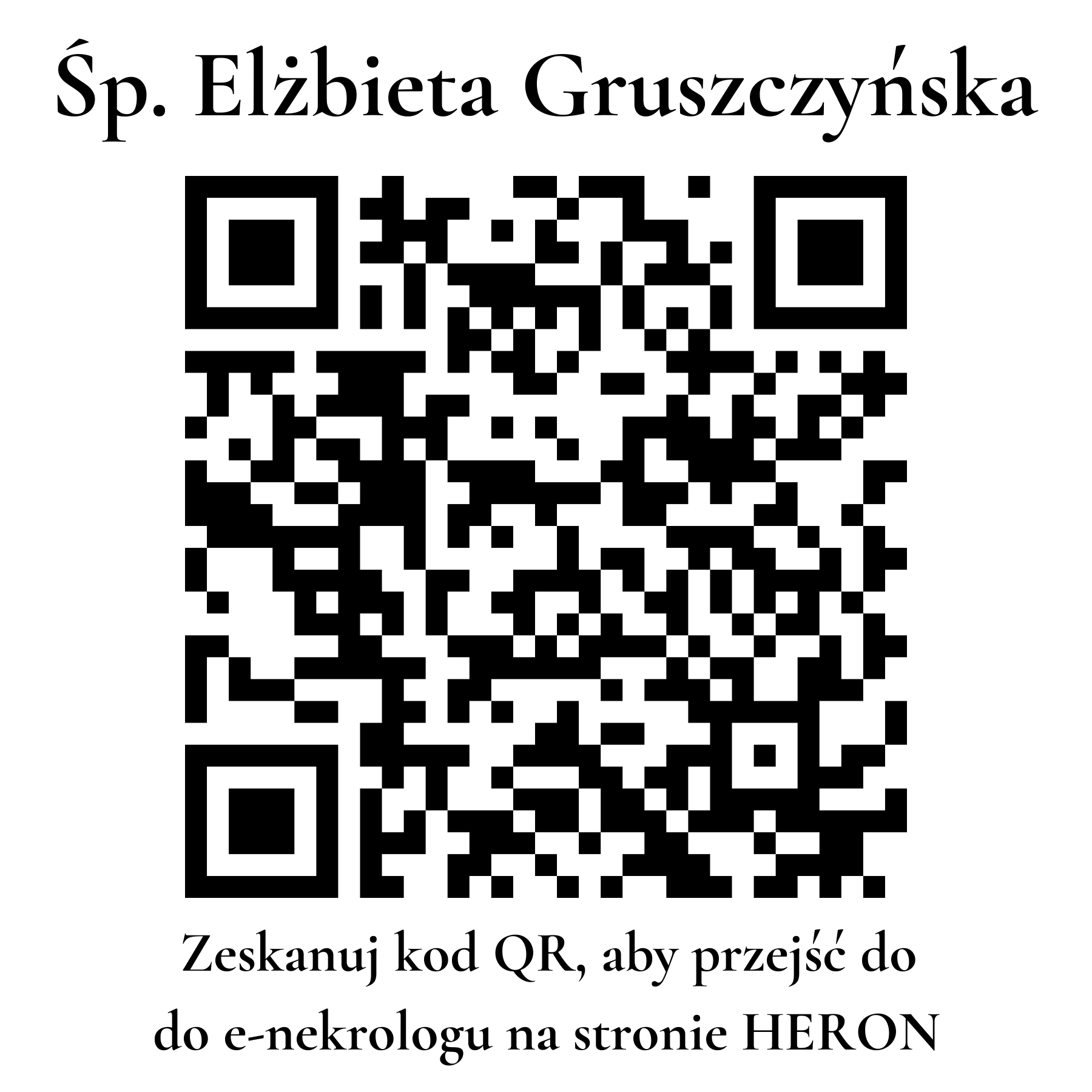 Kod QR do nekrologu Elżbieta Gruszczyńska Kod QR do nekrologu Elżbieta Gruszczyńska