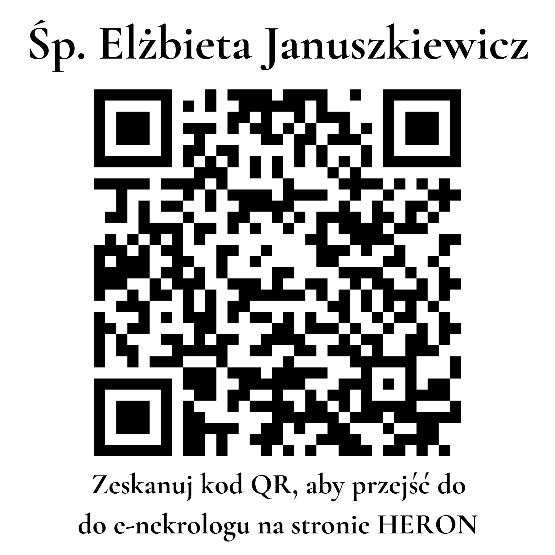 Kod QR do nekrologu Elżbieta Januszkiewicz Kod QR do nekrologu Elżbieta Januszkiewicz