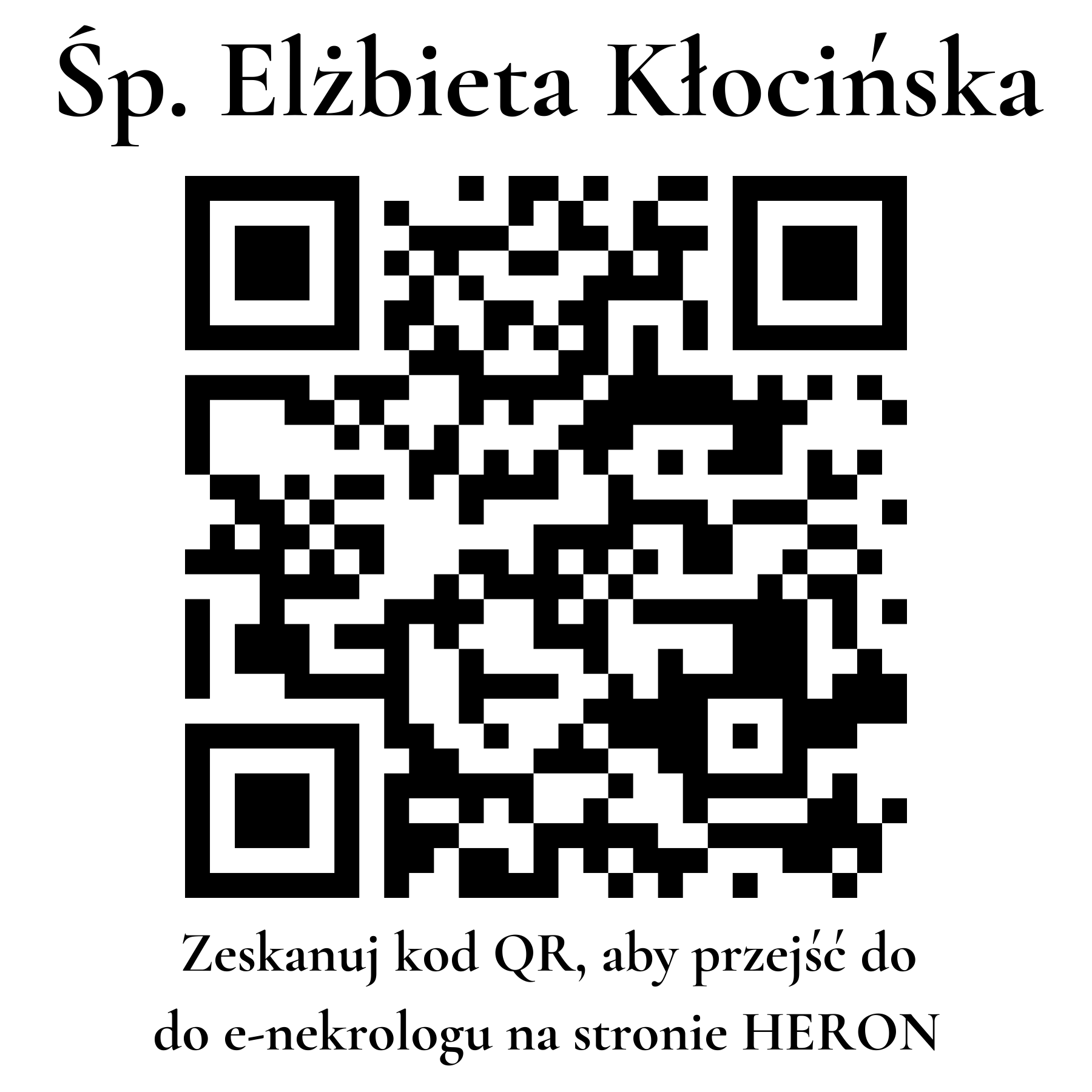 Kod QR do nekrologu Elżbieta Kłocińska Kod QR do nekrologu Elżbieta Kłocińska