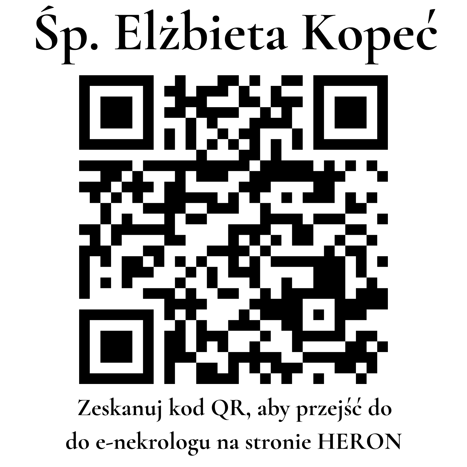Kod QR do nekrologu Elżbieta Kopeć Kod QR do nekrologu Elżbieta Kopeć