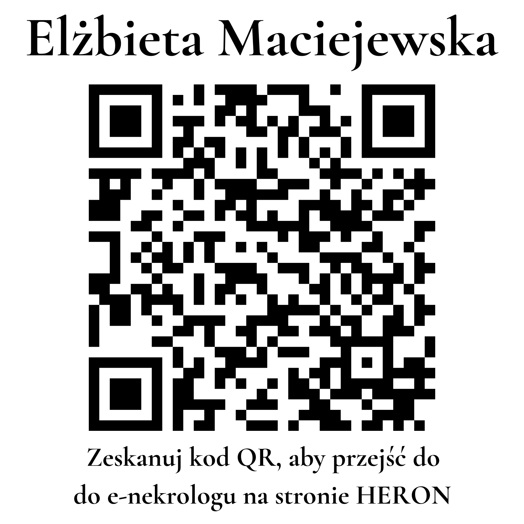 Kod QR do nekrologu Elżbieta Maciejewska Kod QR do nekrologu Elżbieta Maciejewska
