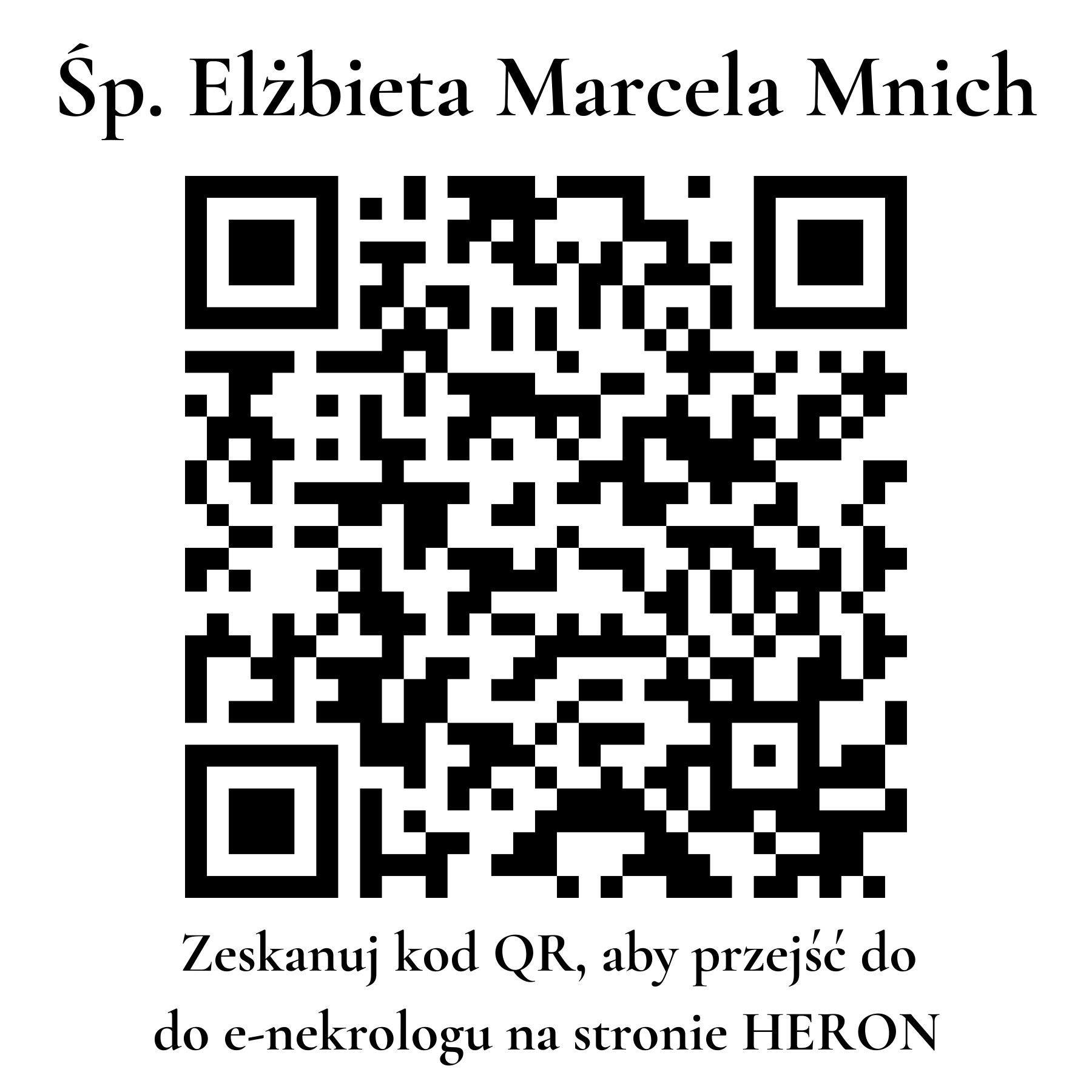 Kod QR do nekrologu Elżbieta Marcela Mnich