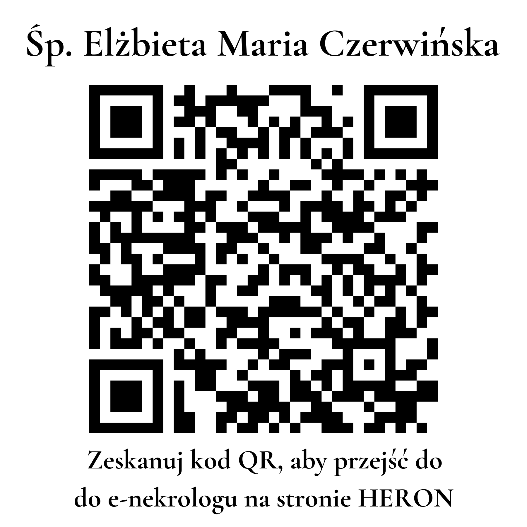 Kod QR do nekrologu Elżbieta Maria Czerwińska Kod QR do nekrologu Elżbieta Maria Czerwińska