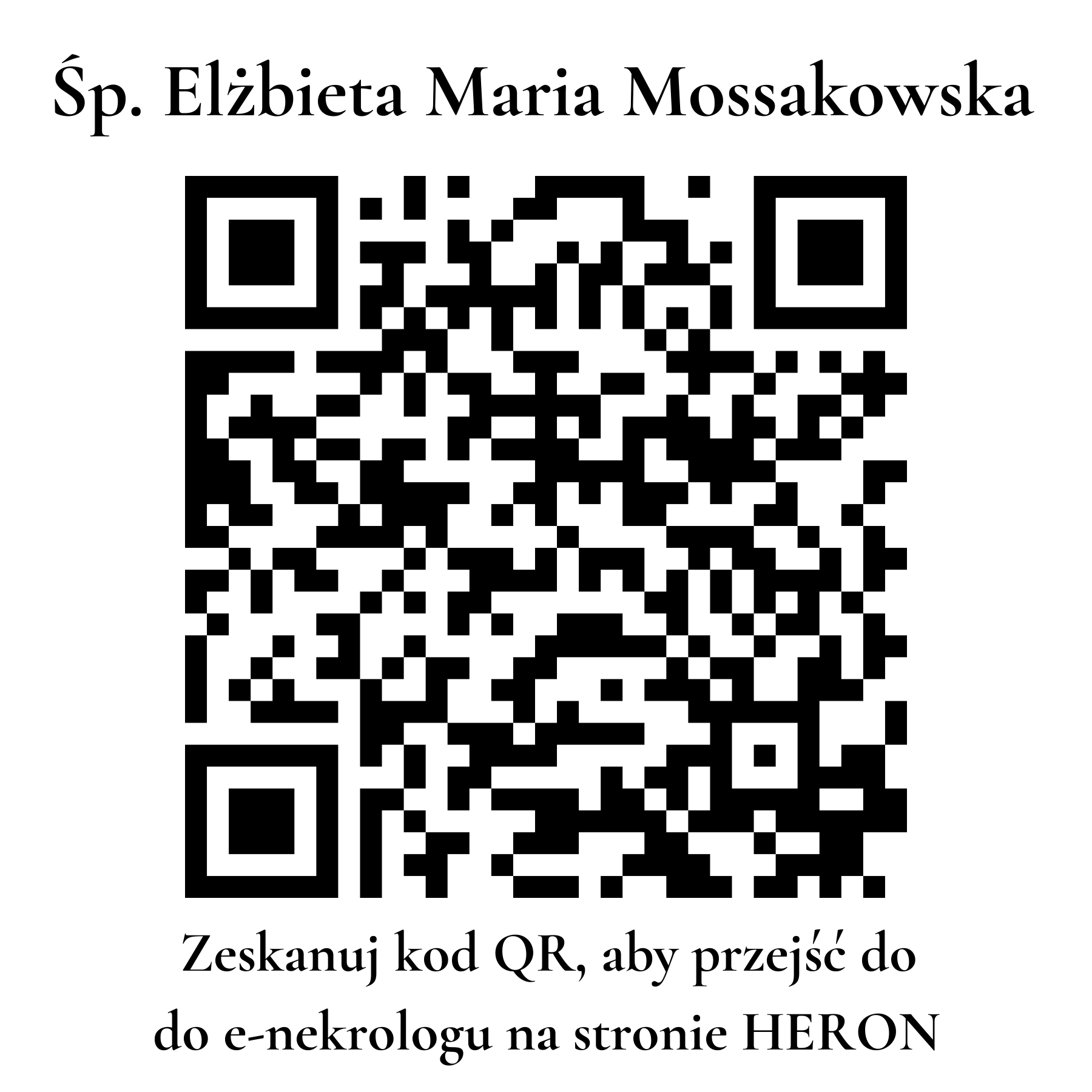 Kod QR do nekrologu Elżbieta Maria Mossakowska Kod QR do nekrologu Elżbieta Maria Mossakowska