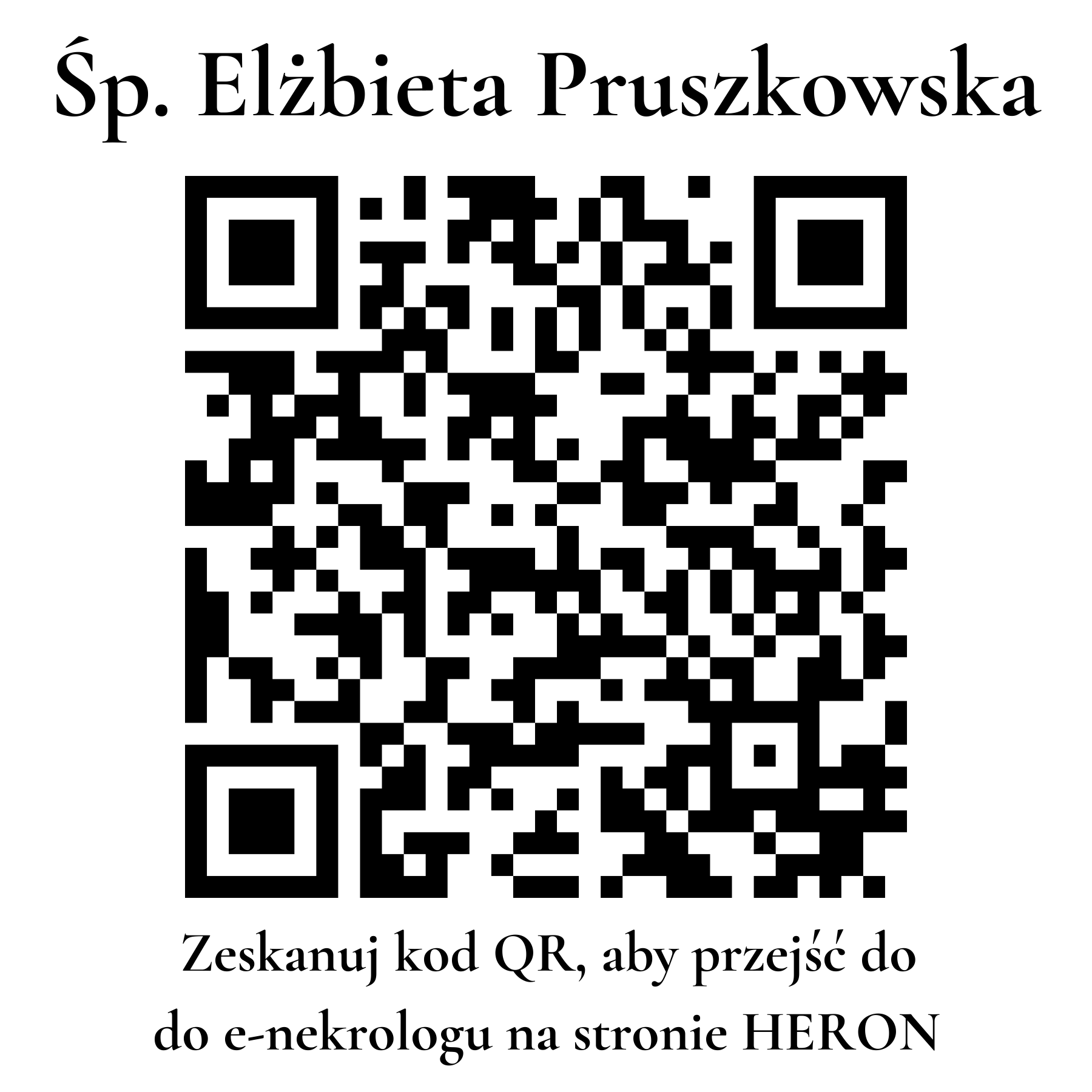 Kod QR do nekrologu Elżbieta Pruszkowska Kod QR do nekrologu Elżbieta Pruszkowska
