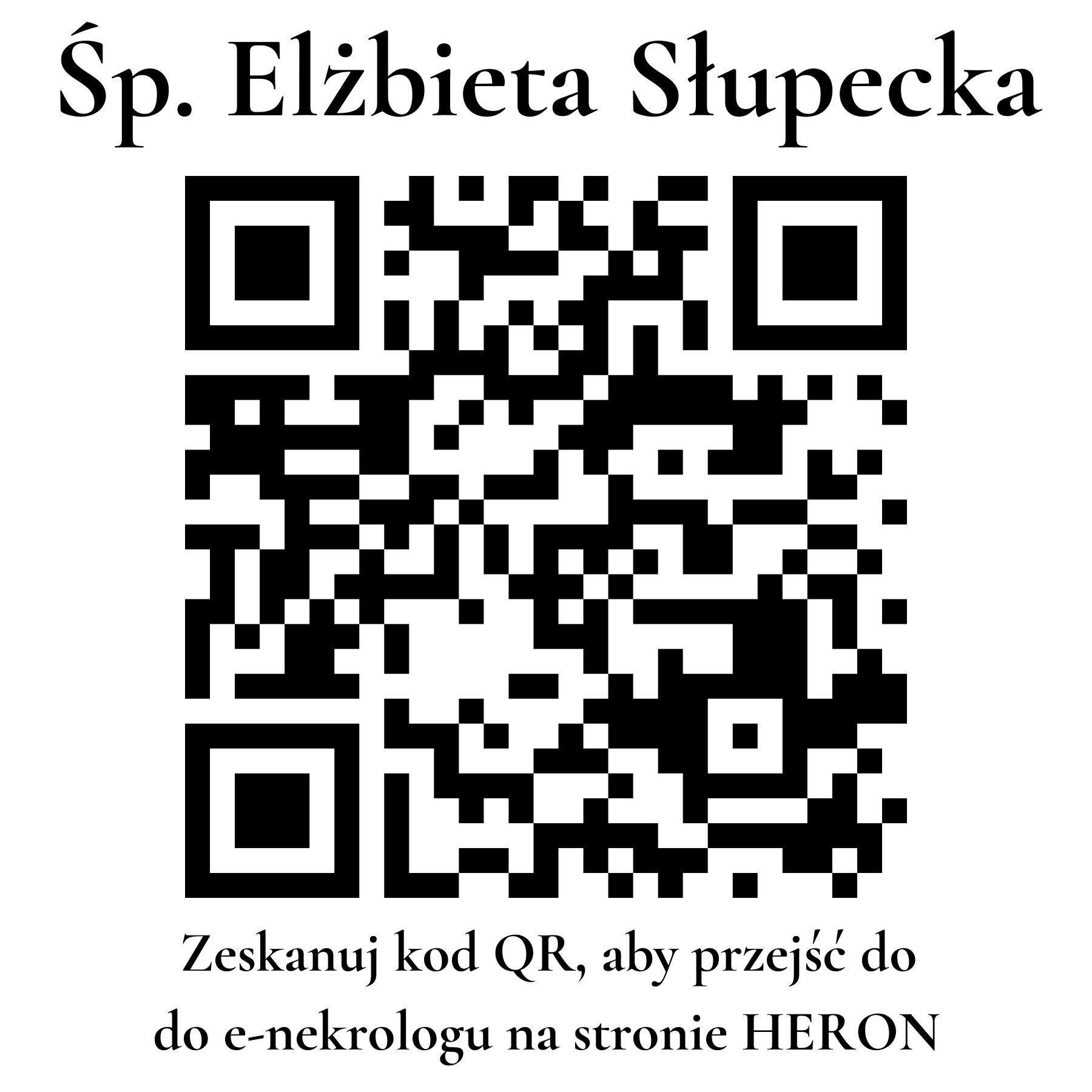 Kod QR do nekrologu Elżbieta Słupecka Kod QR do nekrologu Elżbieta Słupecka