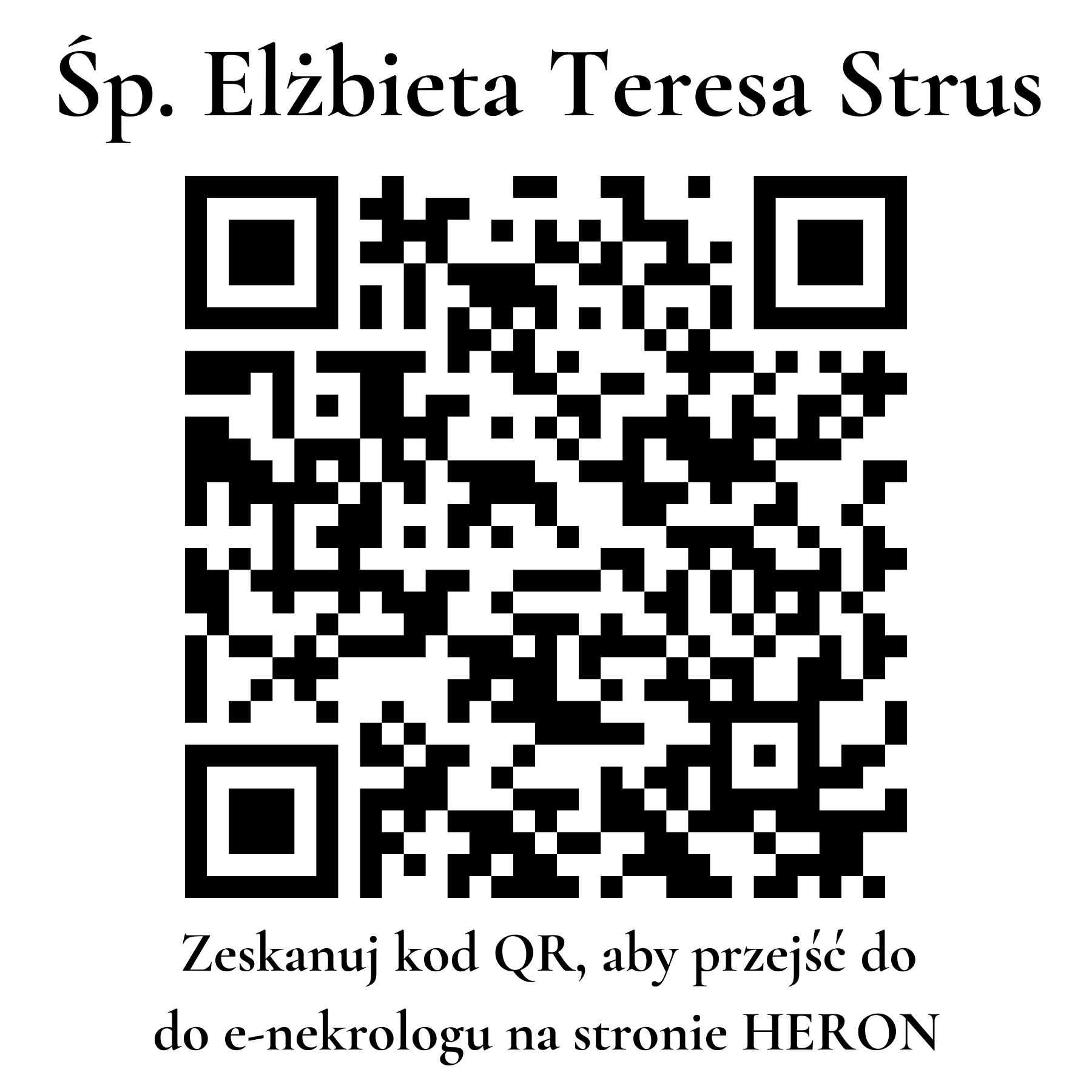 Kod QR do nekrologu Elżbieta Teresa Strus Kod QR do nekrologu Elżbieta Teresa Strus