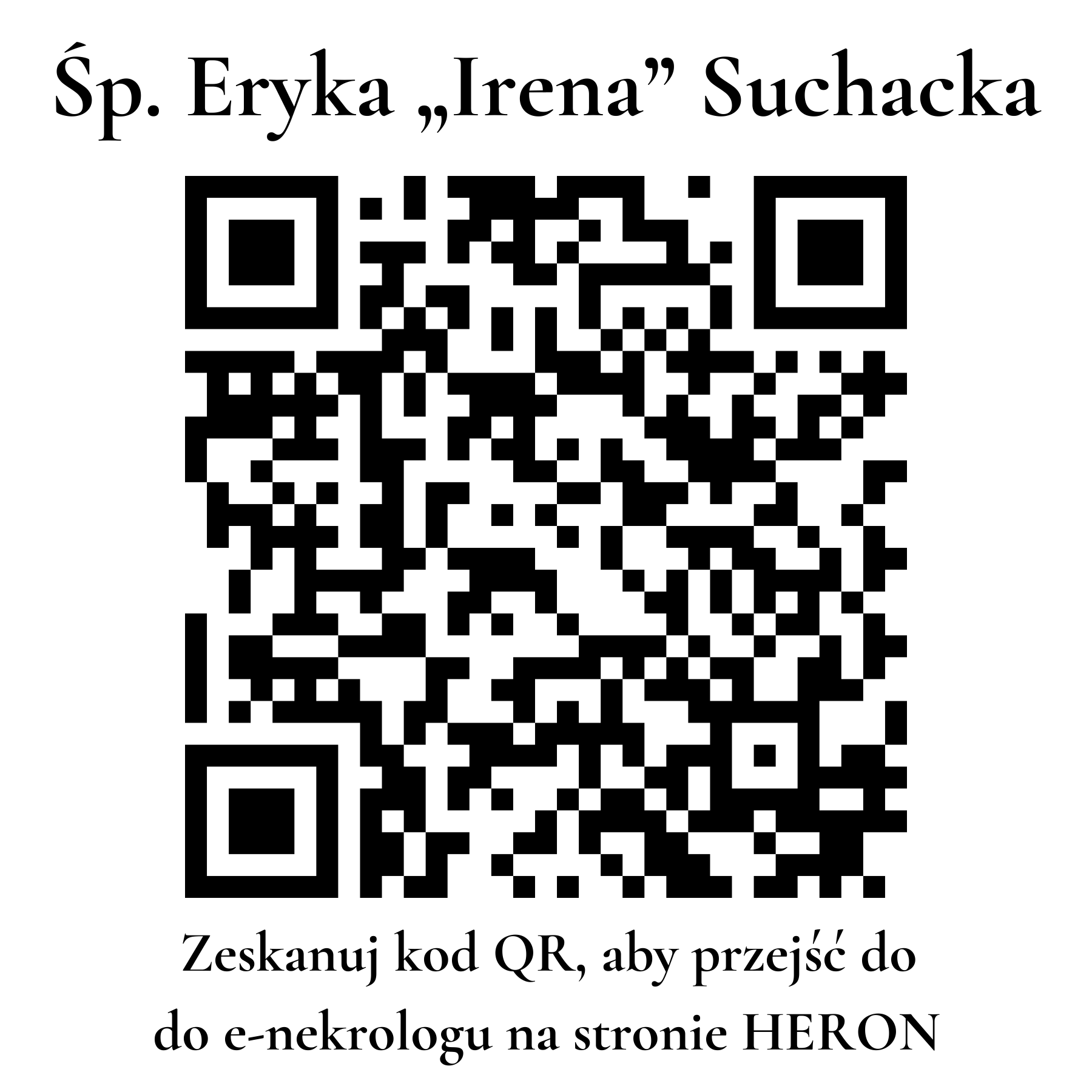 Kod QR do nekrologu Eryka „Irena” Suchacka