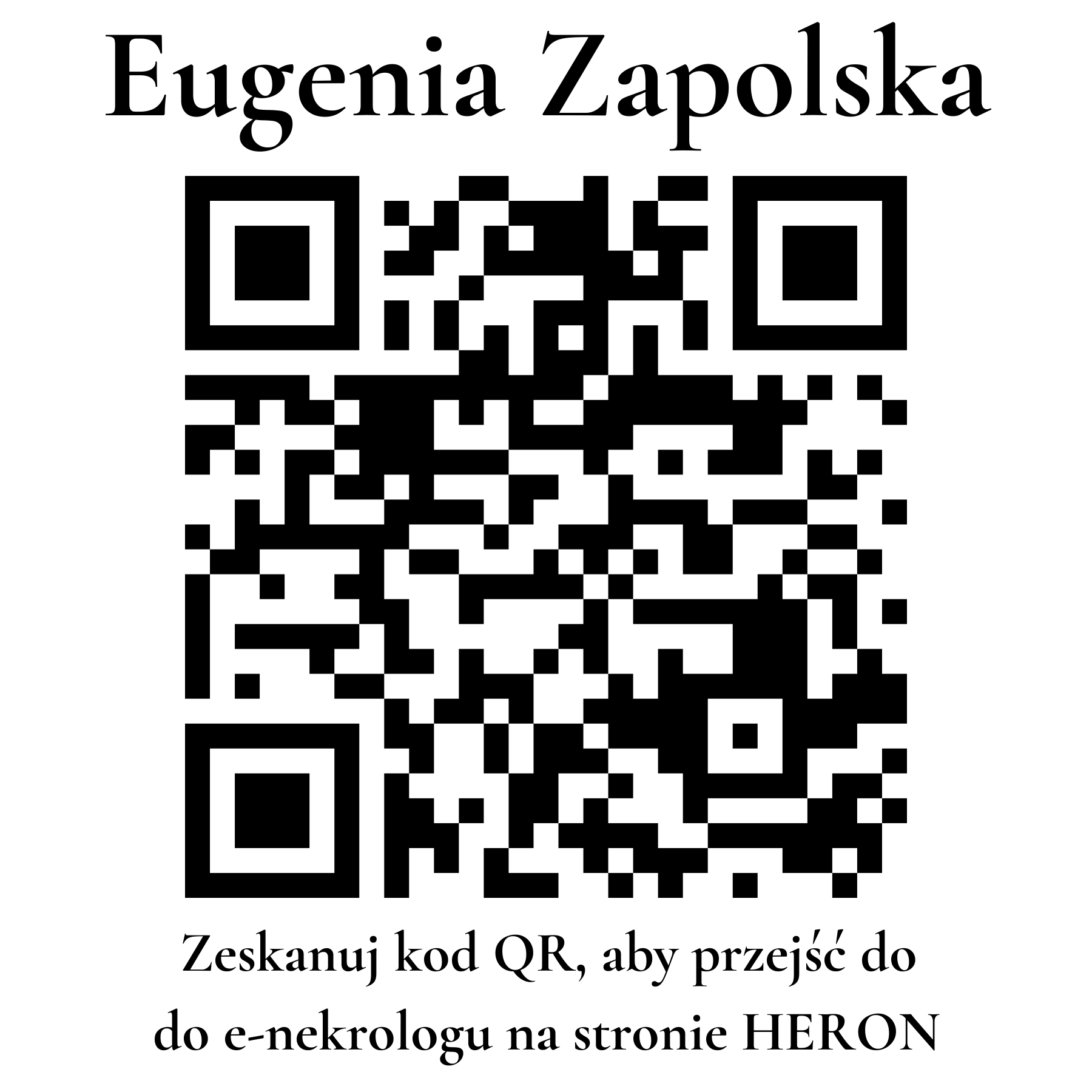 Kod QR do nekrologu Eugenia Zapolska Kod QR do nekrologu Eugenia Zapolska