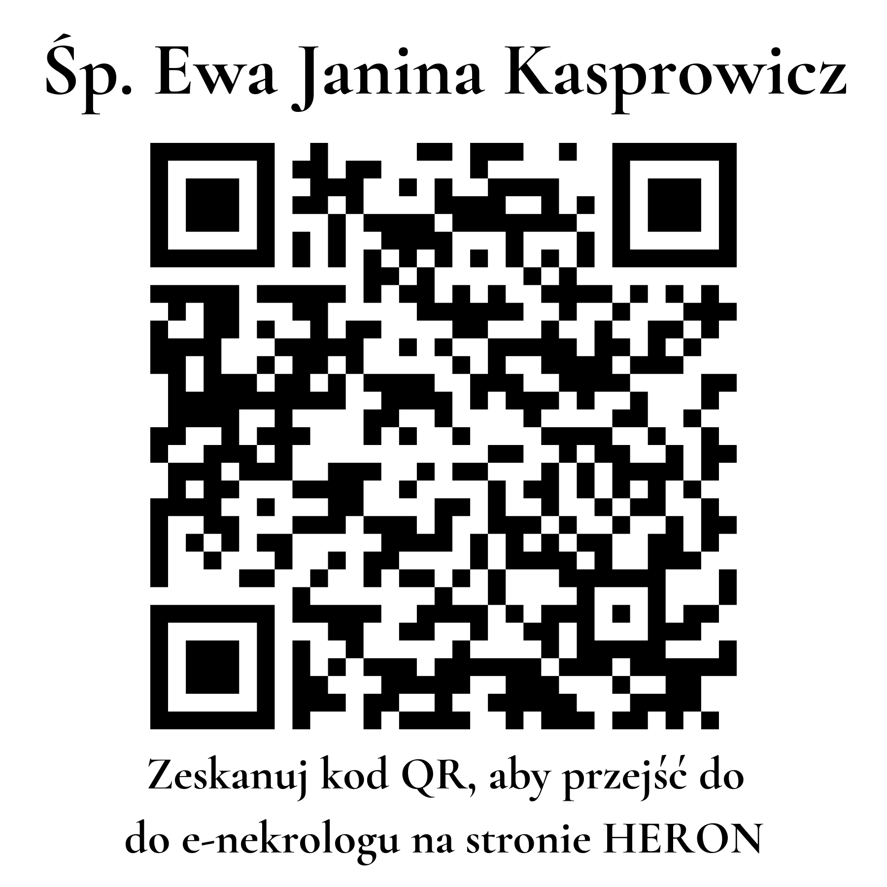 Kod QR do nekrologu Ewa Janina Kasprowicz Kod QR do nekrologu Ewa Janina Kasprowicz