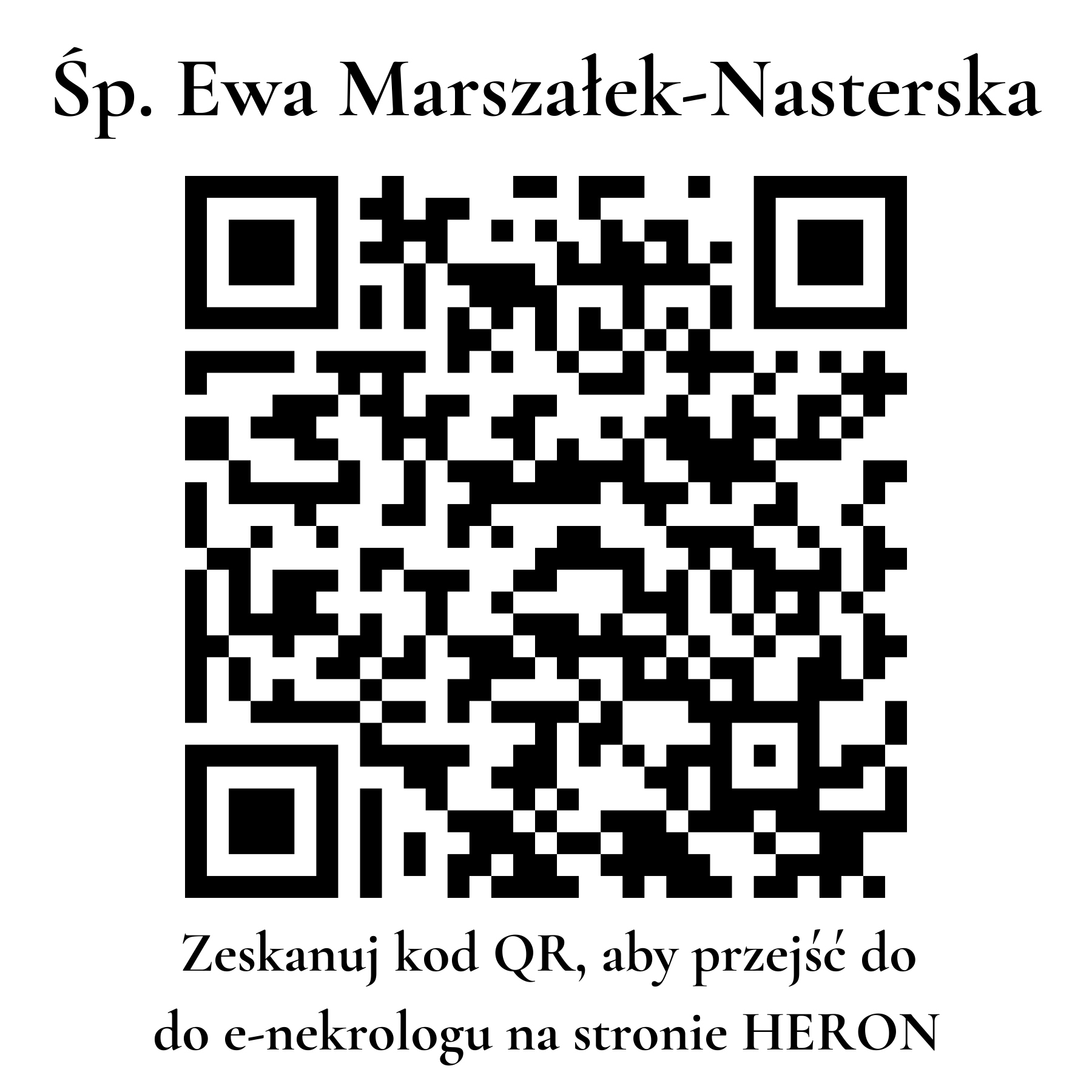Kod QR do nekrologu Ewa Marszałek-Nasterska Kod QR do nekrologu Ewa Marszałek-Nasterska