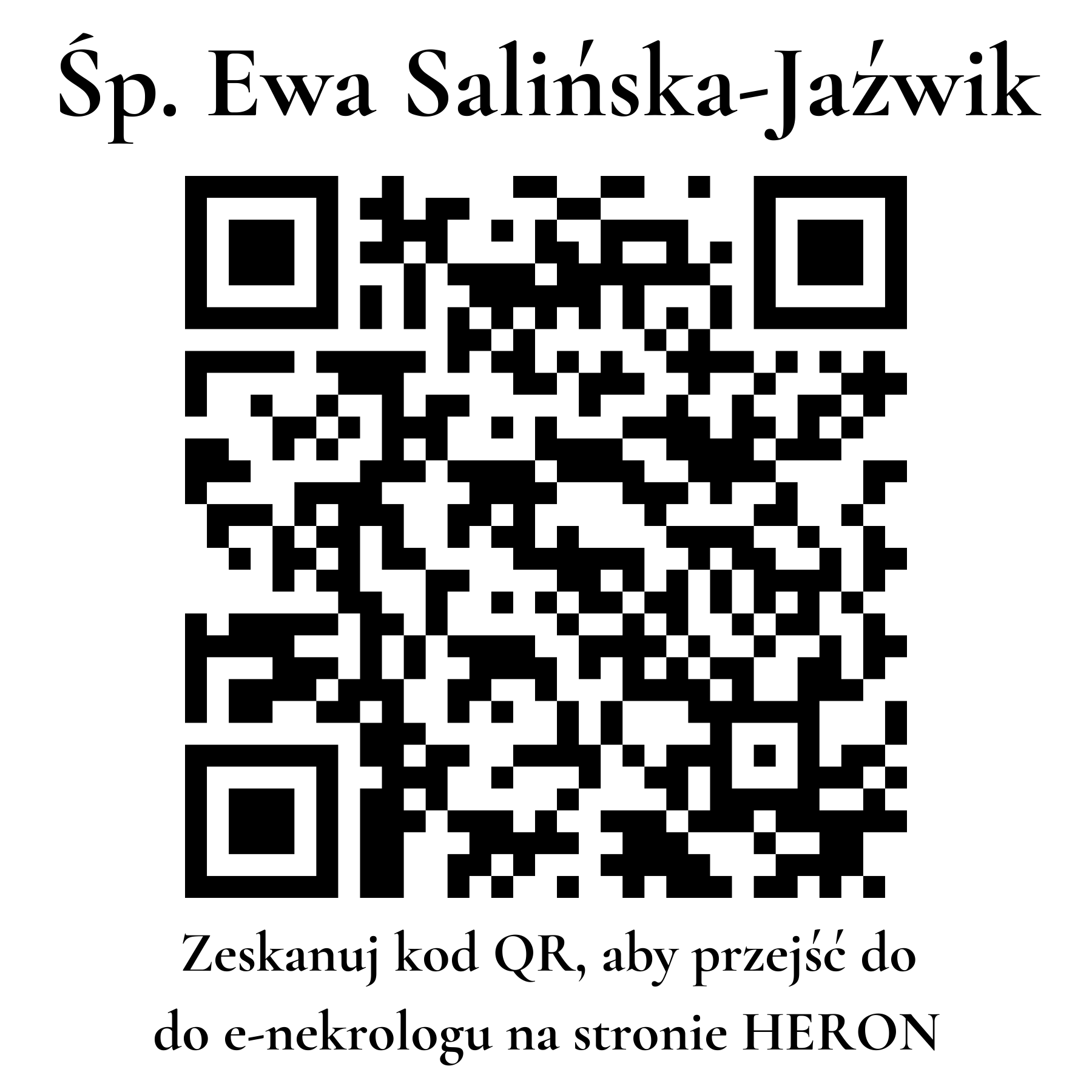 Kod QR do nekrologu Ewa Salińska-Jaźwik Kod QR do nekrologu Ewa Salińska-Jaźwik