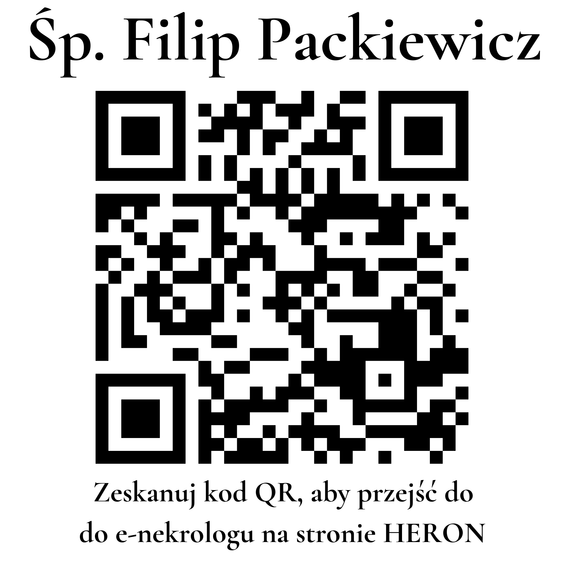 Kod QR do nekrologu Filip Packiewicz Kod QR do nekrologu Filip Packiewicz