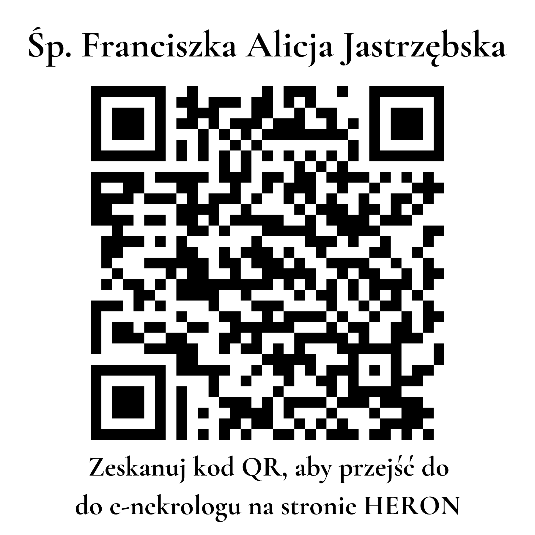 Kod QR do nekrologu Franciszka Alicja Jastrzębska
