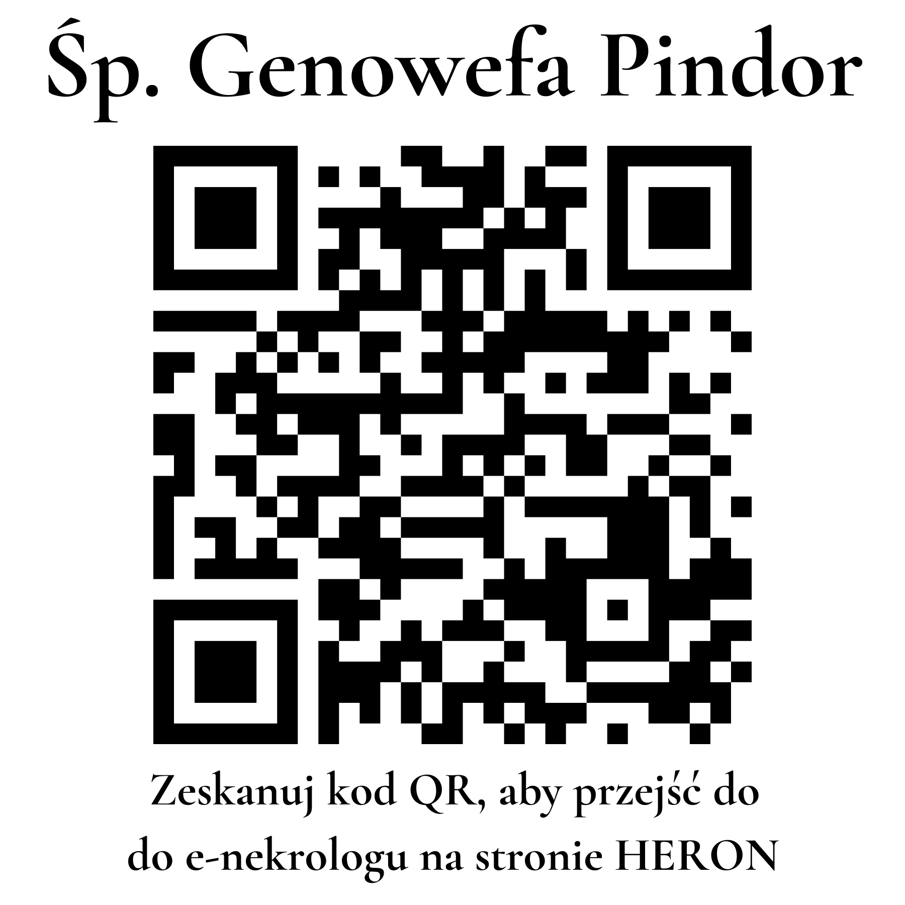 Kod QR do nekrologu Genowefa Pindor Kod QR do nekrologu Genowefa Pindor