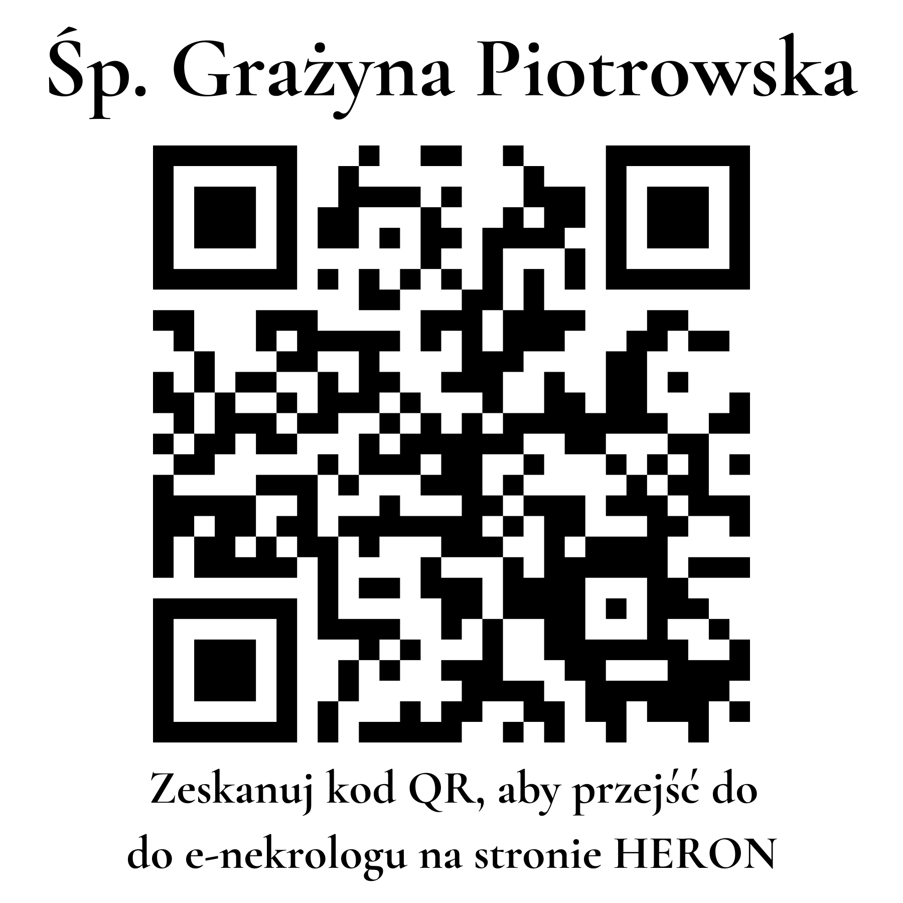 Kod QR do nekrologu Grażyna Piotrowska Kod QR do nekrologu Grażyna Piotrowska
