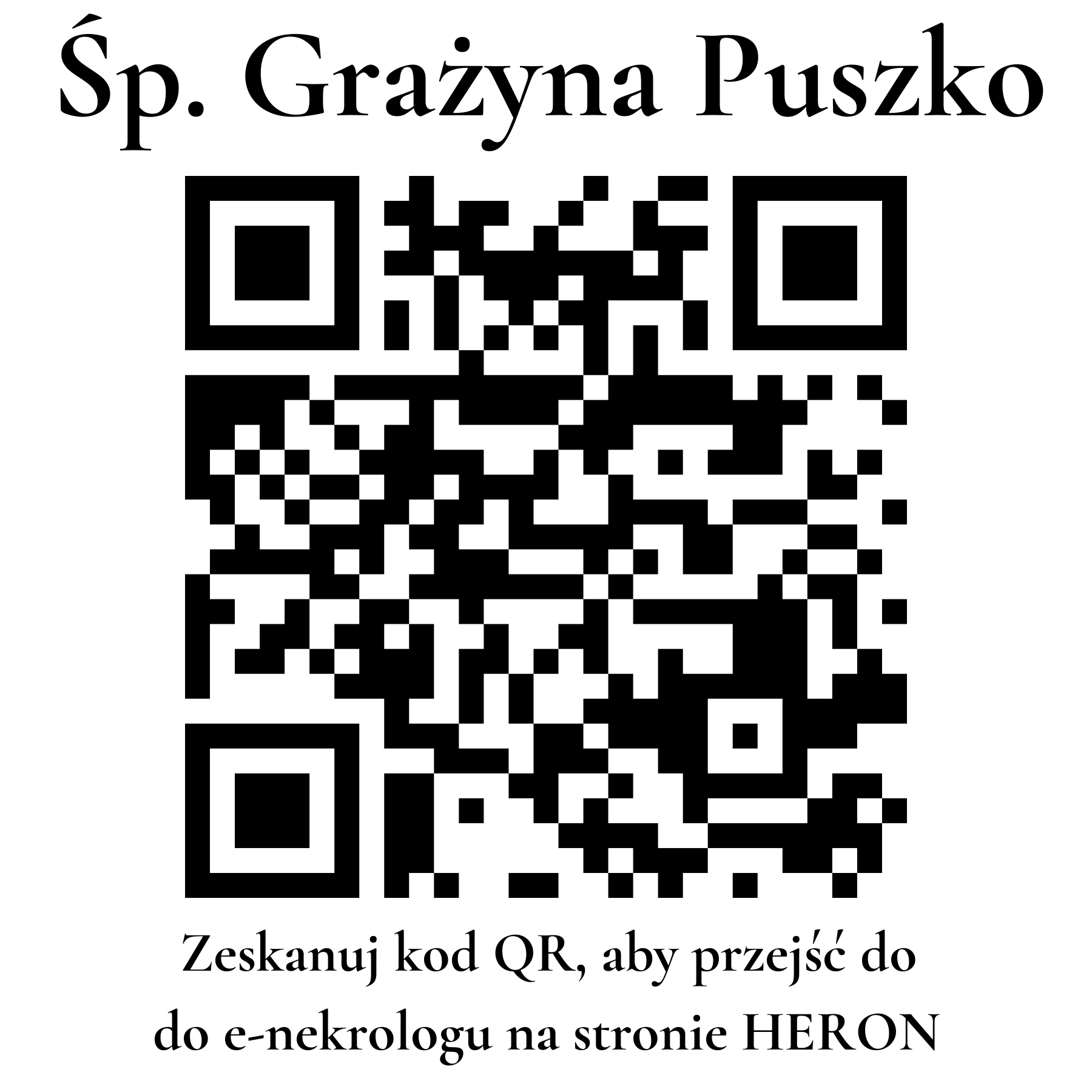 Kod QR do nekrologu Grażyna Puszko Kod QR do nekrologu Grażyna Puszko
