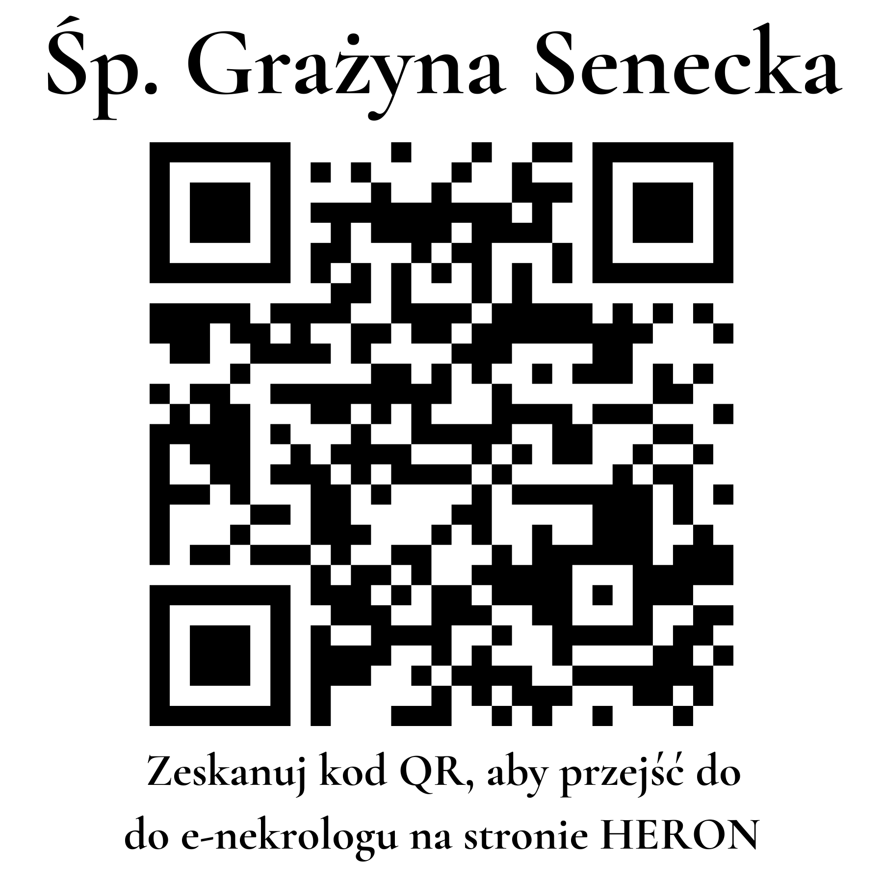Kod QR do nekrologu Grażyna Senecka Kod QR do nekrologu Grażyna Senecka