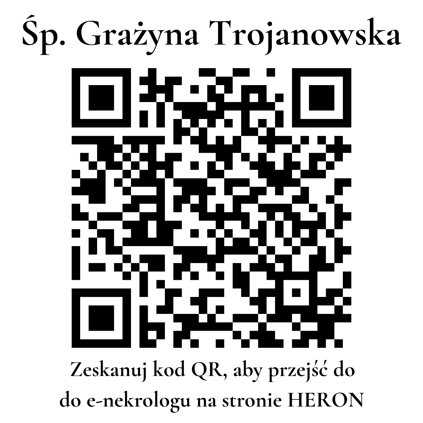 Kod QR do nekrologu Grażyna Trojanowska Kod QR do nekrologu Grażyna Trojanowska