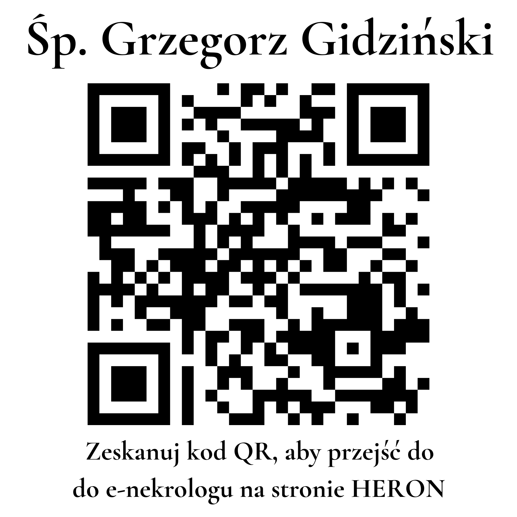 Kod QR do nekrologu Grzegorz Gidziński Kod QR do nekrologu Grzegorz Gidziński