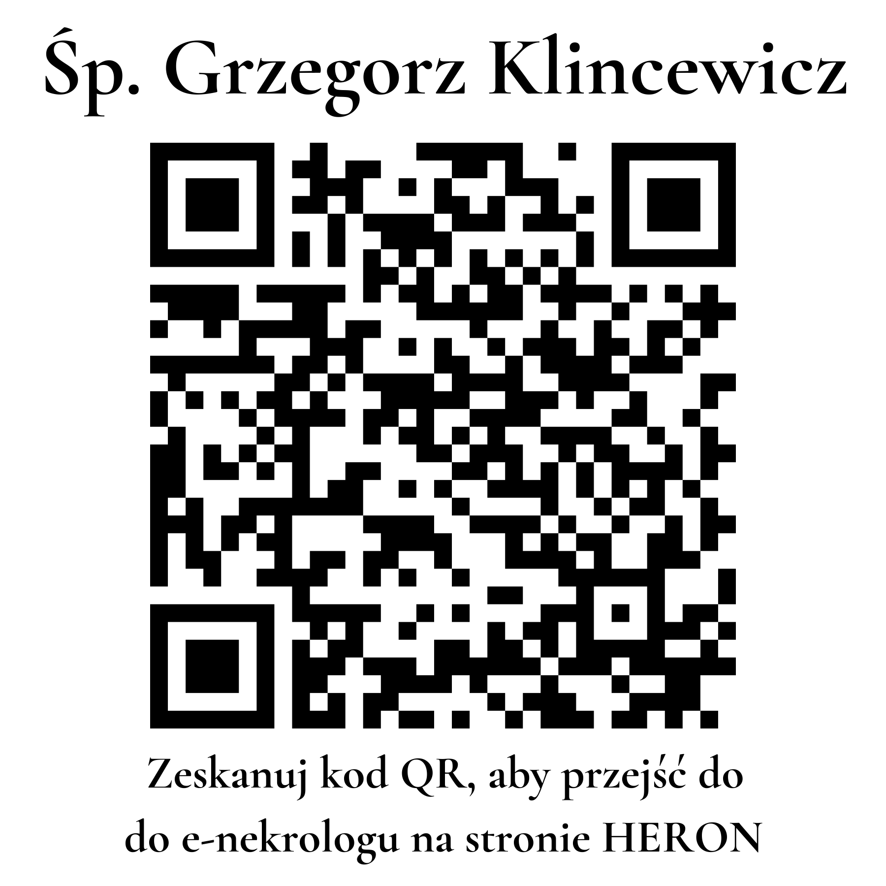 Kod QR do nekrologu Grzegorz Klincewicz Kod QR do nekrologu Grzegorz Klincewicz