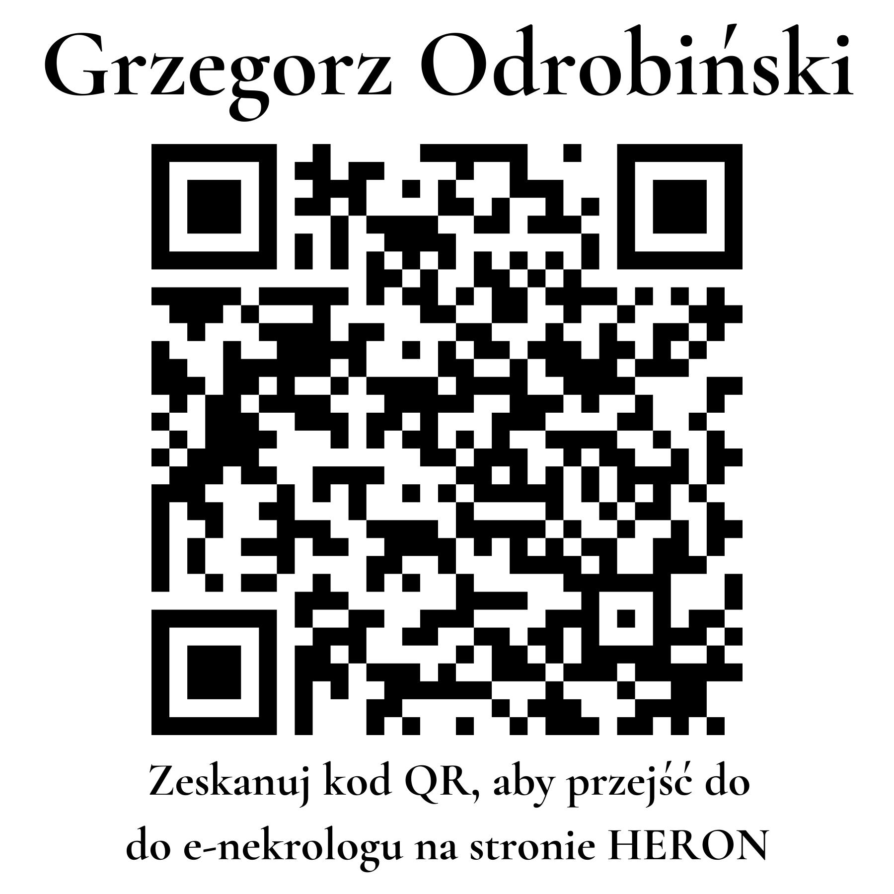 Kod QR do nekrologu Grzegorz Odrobiński Kod QR do nekrologu Grzegorz Odrobiński