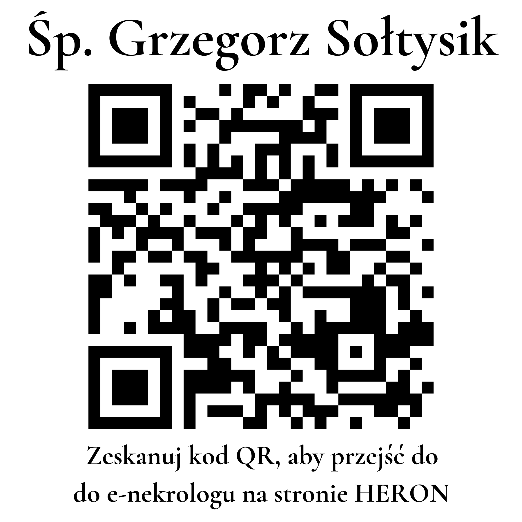 Kod QR do nekrologu Grzegorz Sołtysik Kod QR do nekrologu Grzegorz Sołtysik