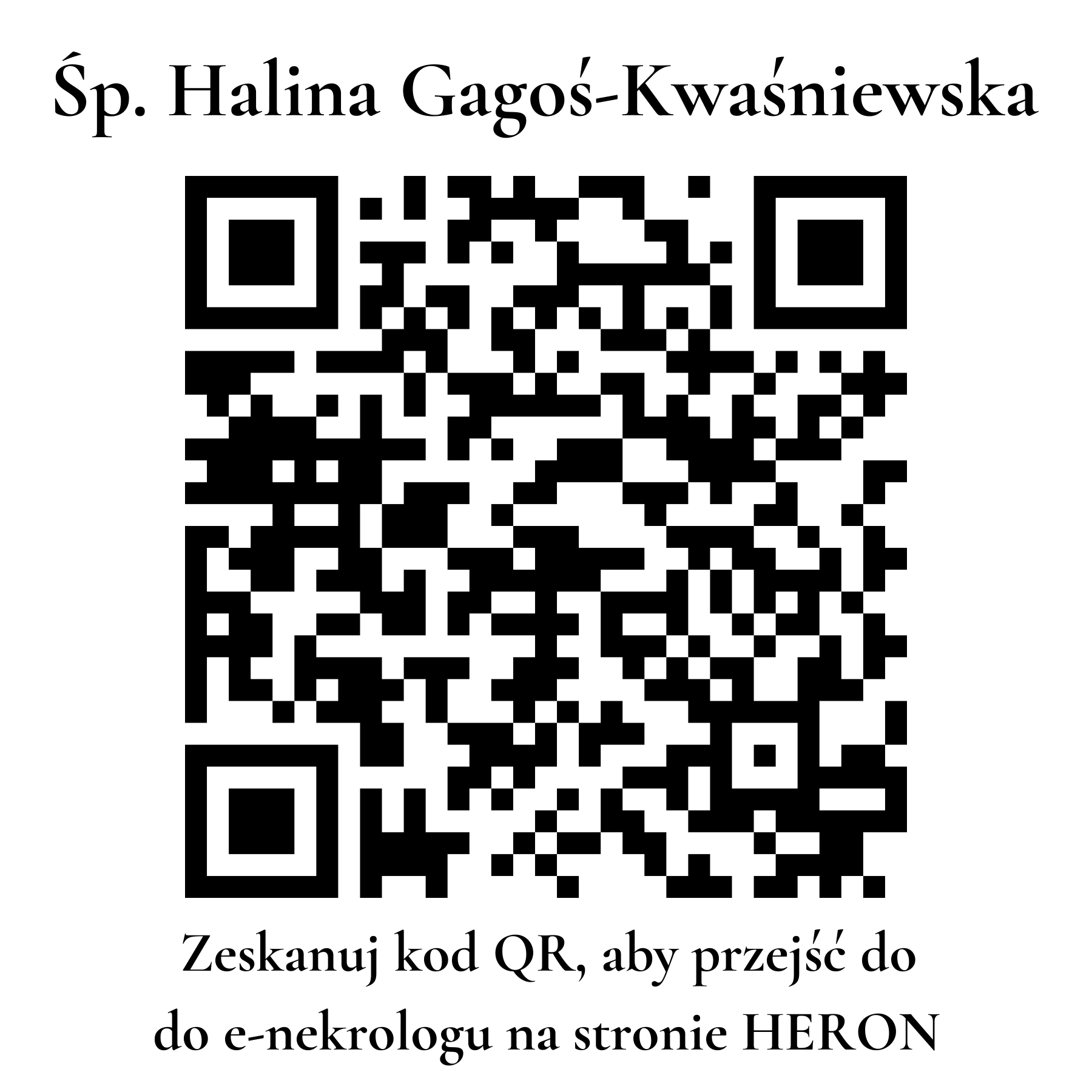 Kod QR do nekrologu Halina Gagoś-Kwaśniewska Kod QR do nekrologu Halina Gagoś-Kwaśniewska