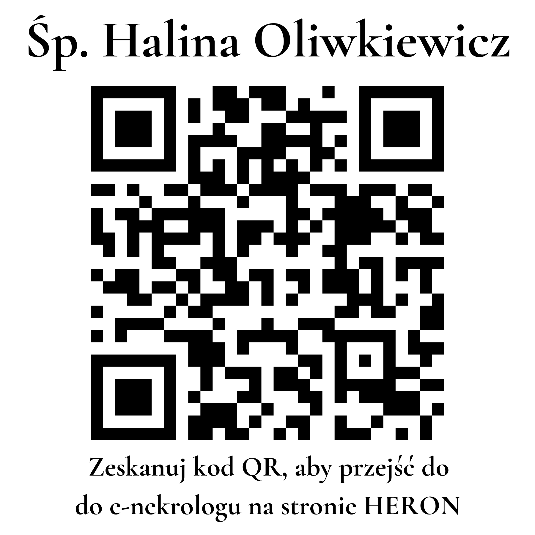 Kod QR do nekrologu Halina Oliwkiewicz Kod QR do nekrologu Halina Oliwkiewicz