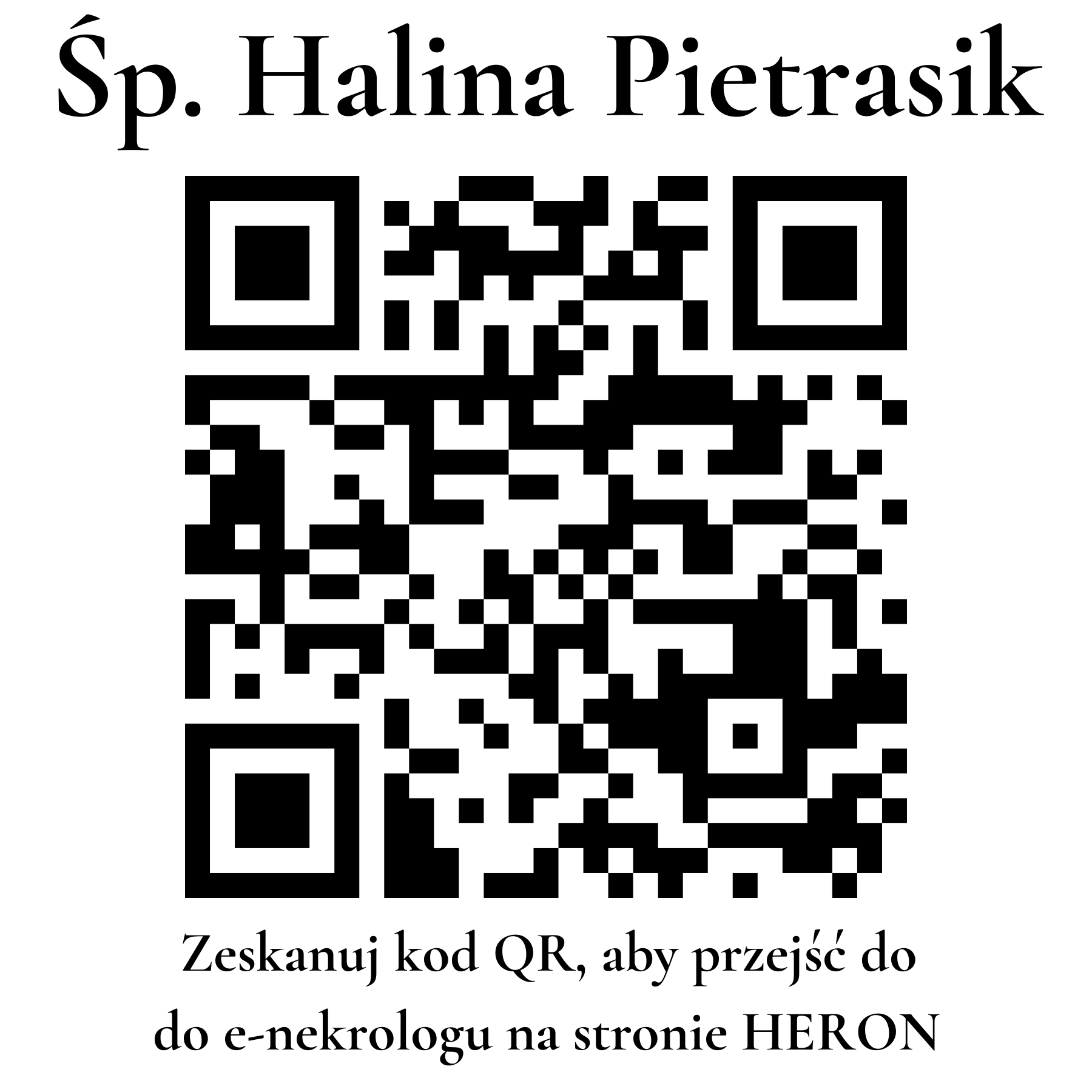 Kod QR do nekrologu Halina Pietrasik Kod QR do nekrologu Halina Pietrasik