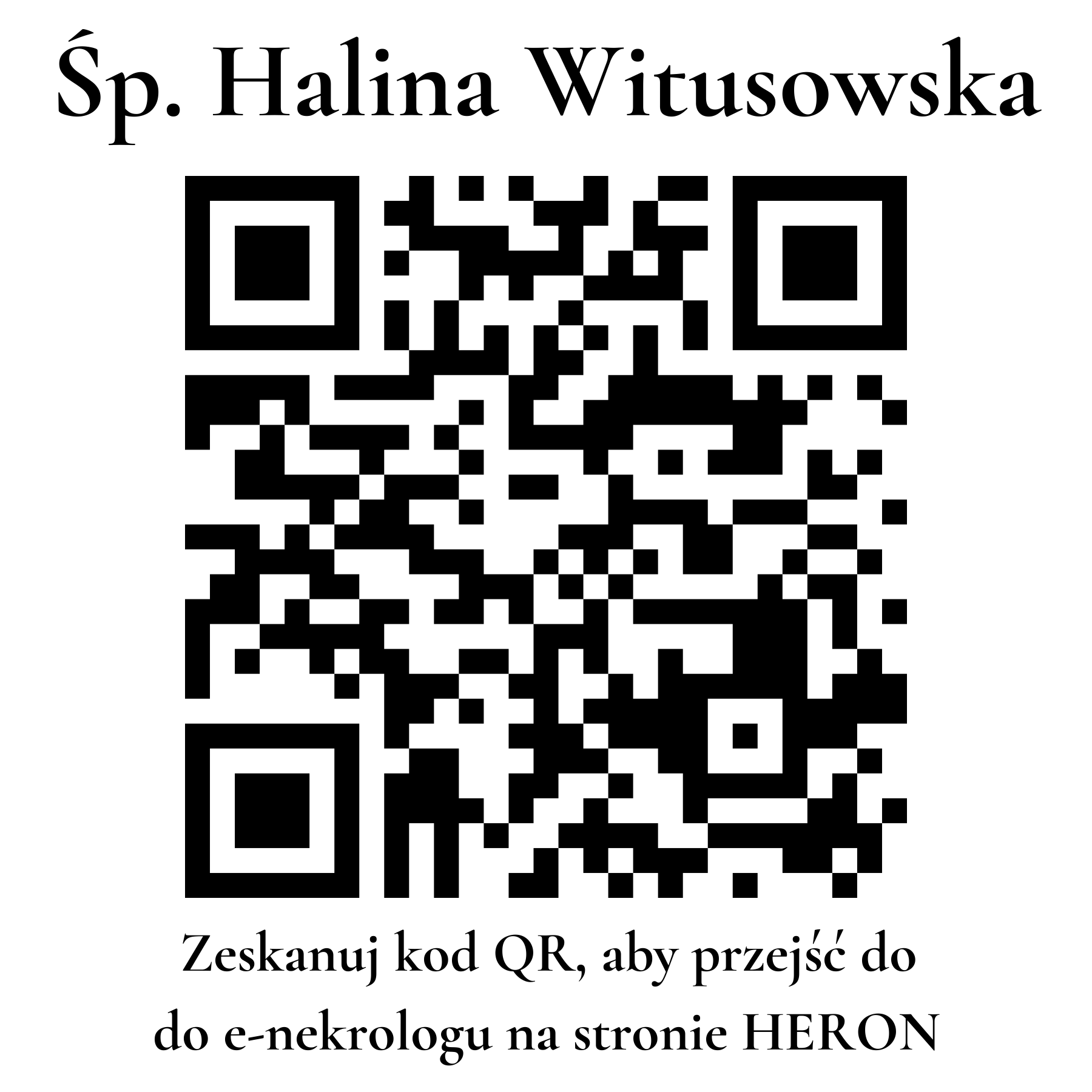 Kod QR do nekrologu Halina Witusowska Kod QR do nekrologu Halina Witusowska