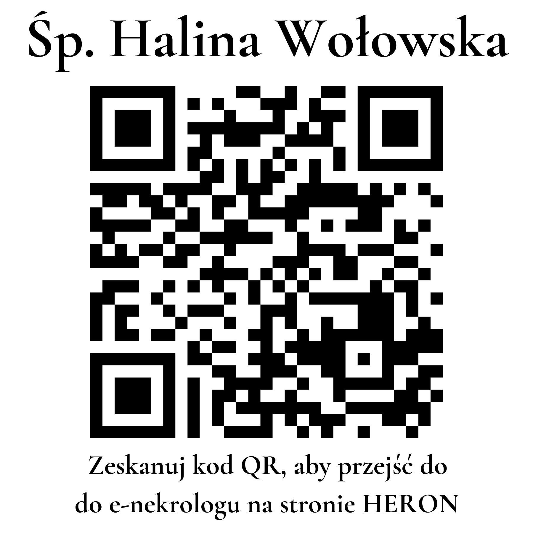 Kod QR do nekrologu Halina Wołowska Kod QR do nekrologu Halina Wołowska
