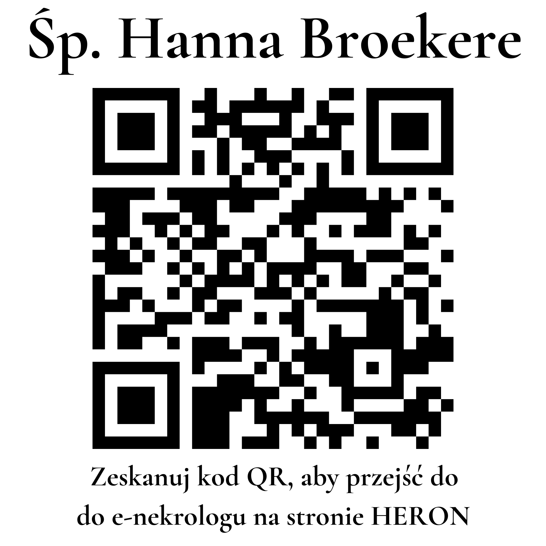 Kod QR do nekrologu Hanna Broekere Kod QR do nekrologu Hanna Broekere