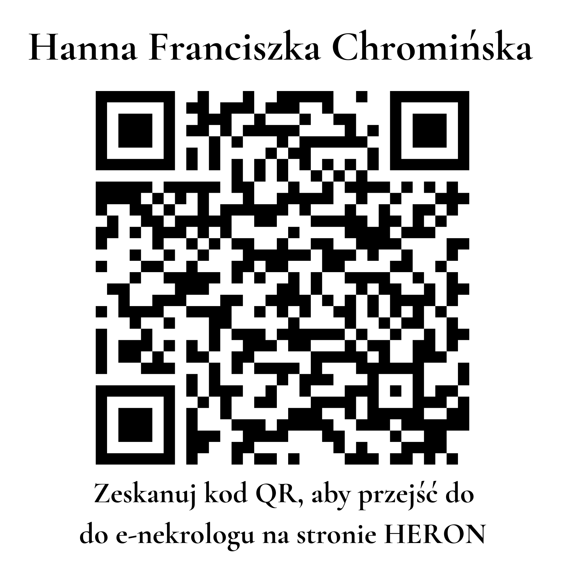 Kod QR do nekrologu Hanna Franciszka Chromińska Kod QR do nekrologu Hanna Franciszka Chromińska