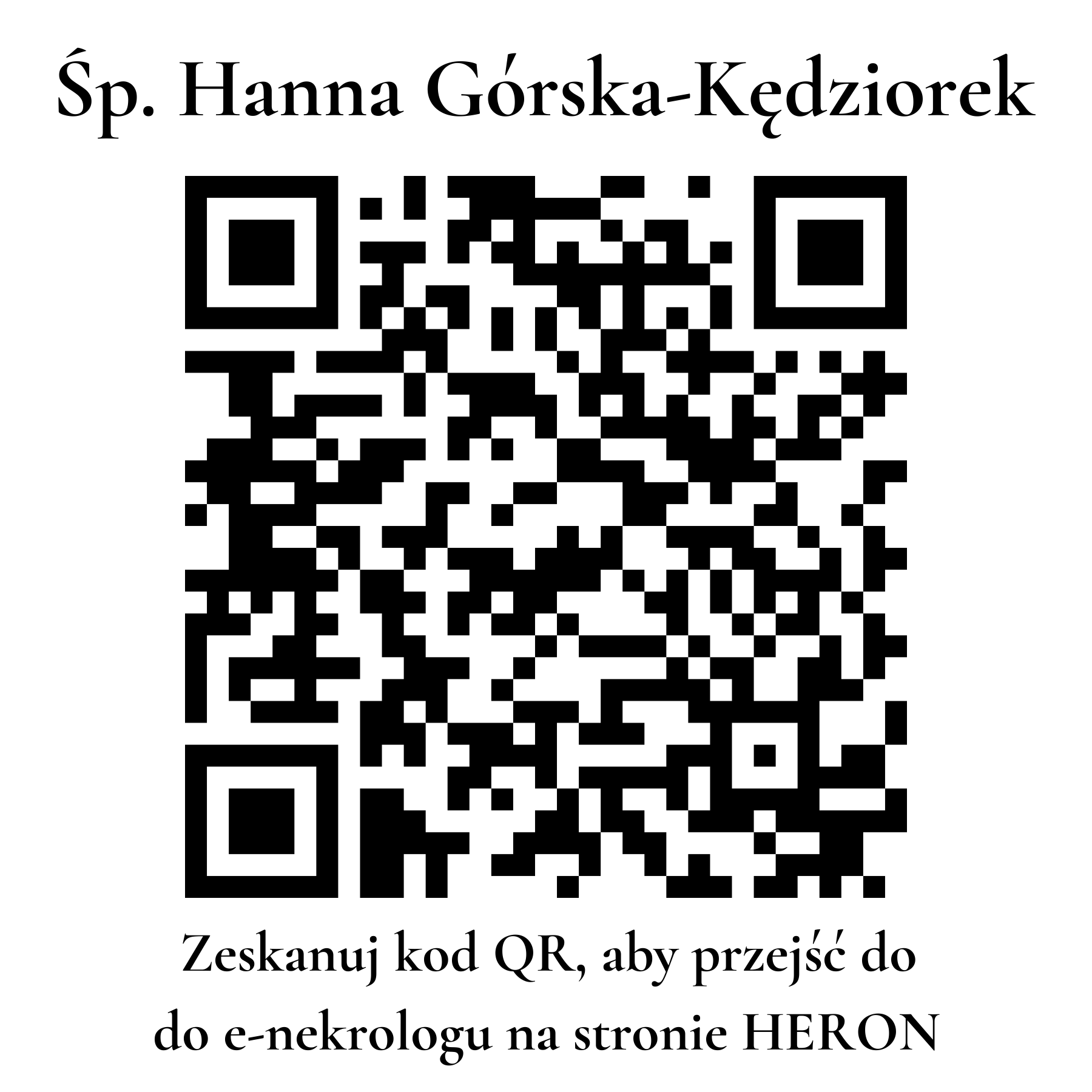 Kod QR do nekrologu Hanna Górska-Kędziorek Kod QR do nekrologu Hanna Górska-Kędziorek