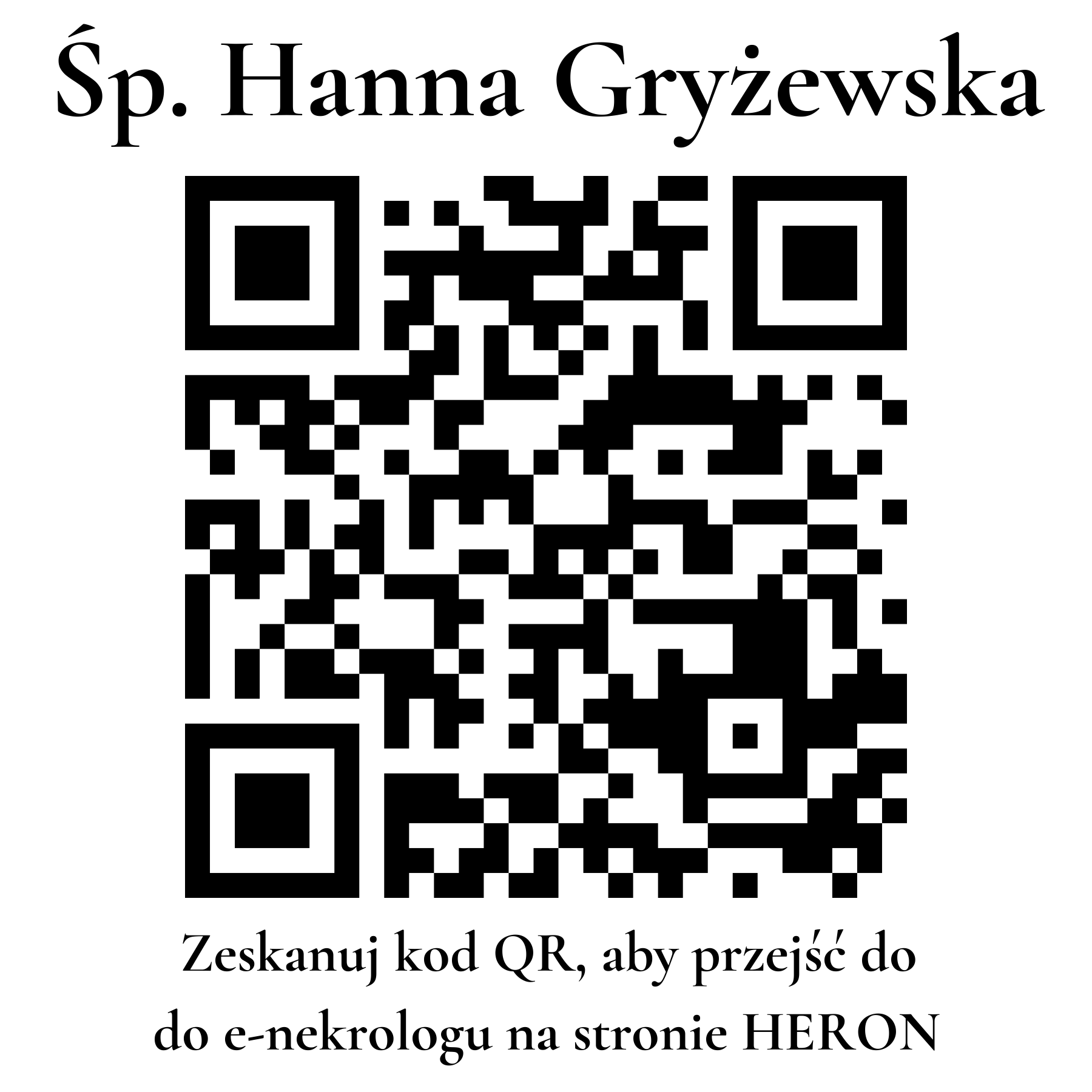 Kod QR do nekrologu Hanna Gryżewska Kod QR do nekrologu Hanna Gryżewska