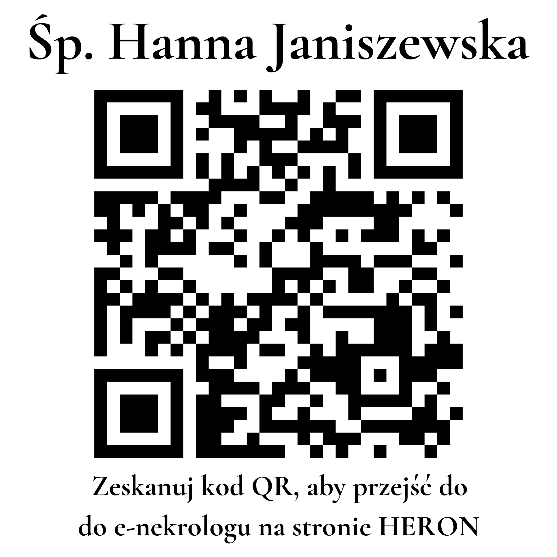 Kod QR do nekrologu Hanna Janiszewska