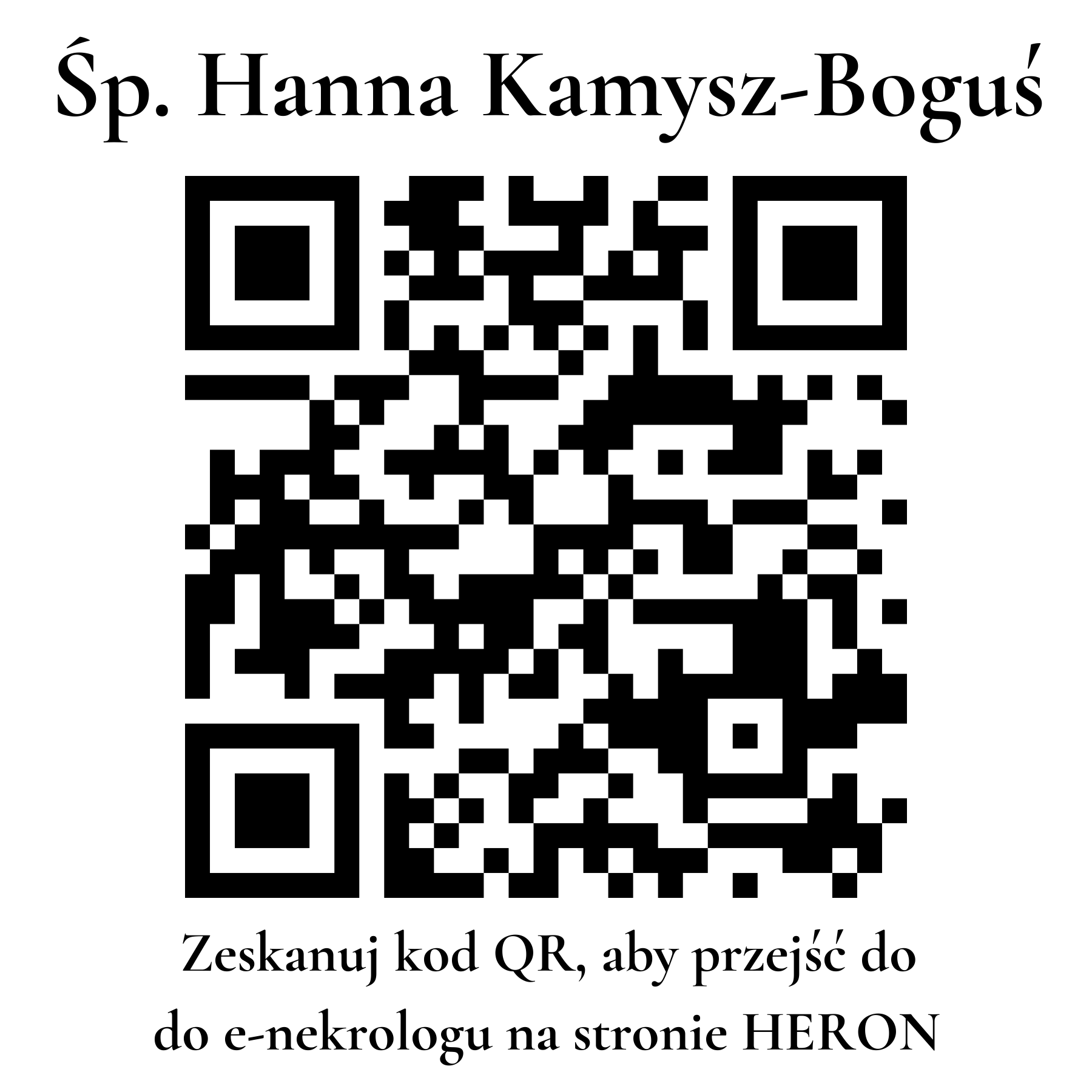 Kod QR do nekrologu Hanna Kamysz-Boguś Kod QR do nekrologu Hanna Kamysz-Boguś